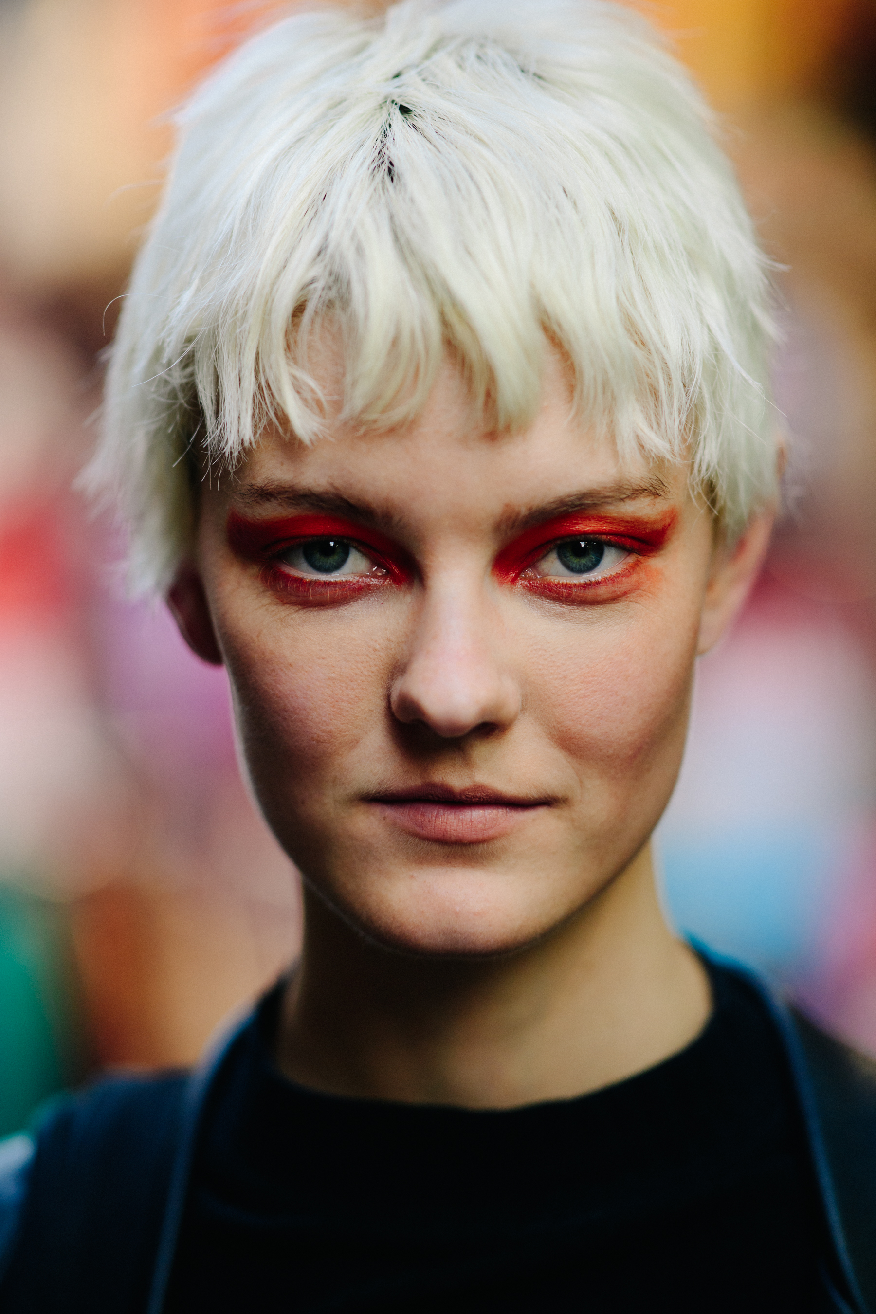 Portrait of a model with short blonde hair