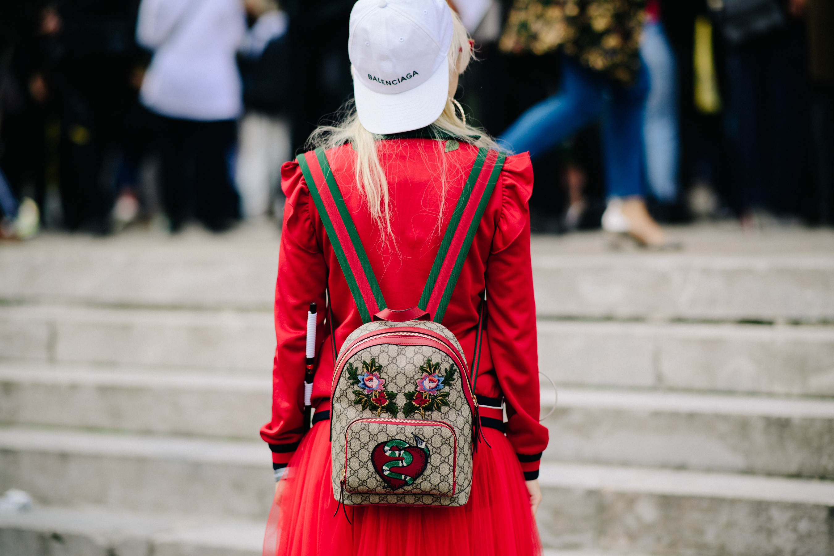 Woman wearing Balenciaga and Gucci