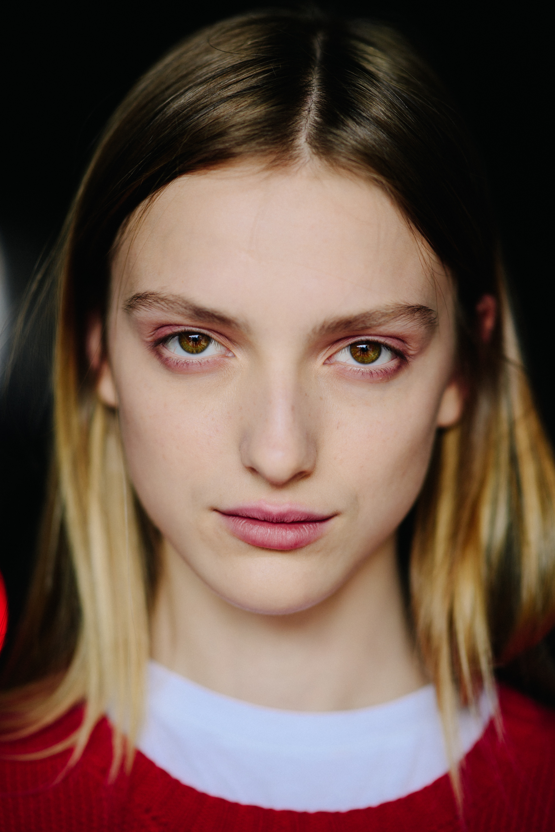Portrait of a model after British designer show