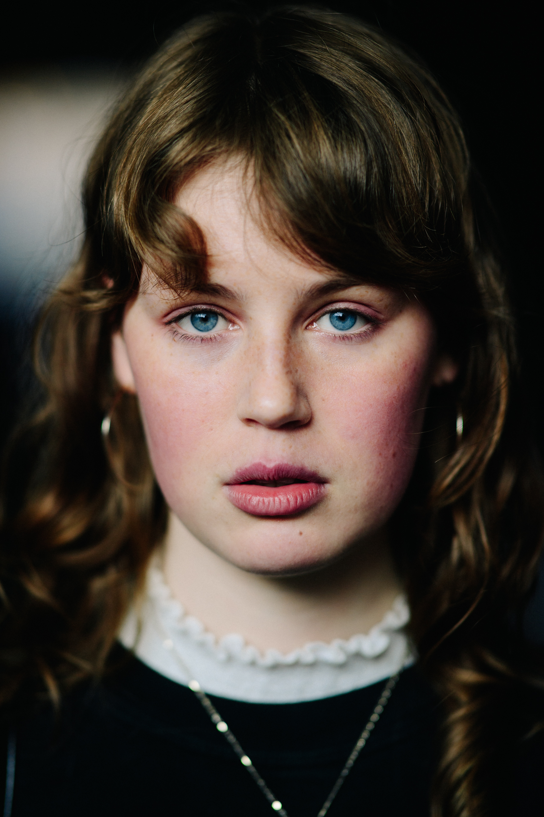 Portrait of a model after British designer show