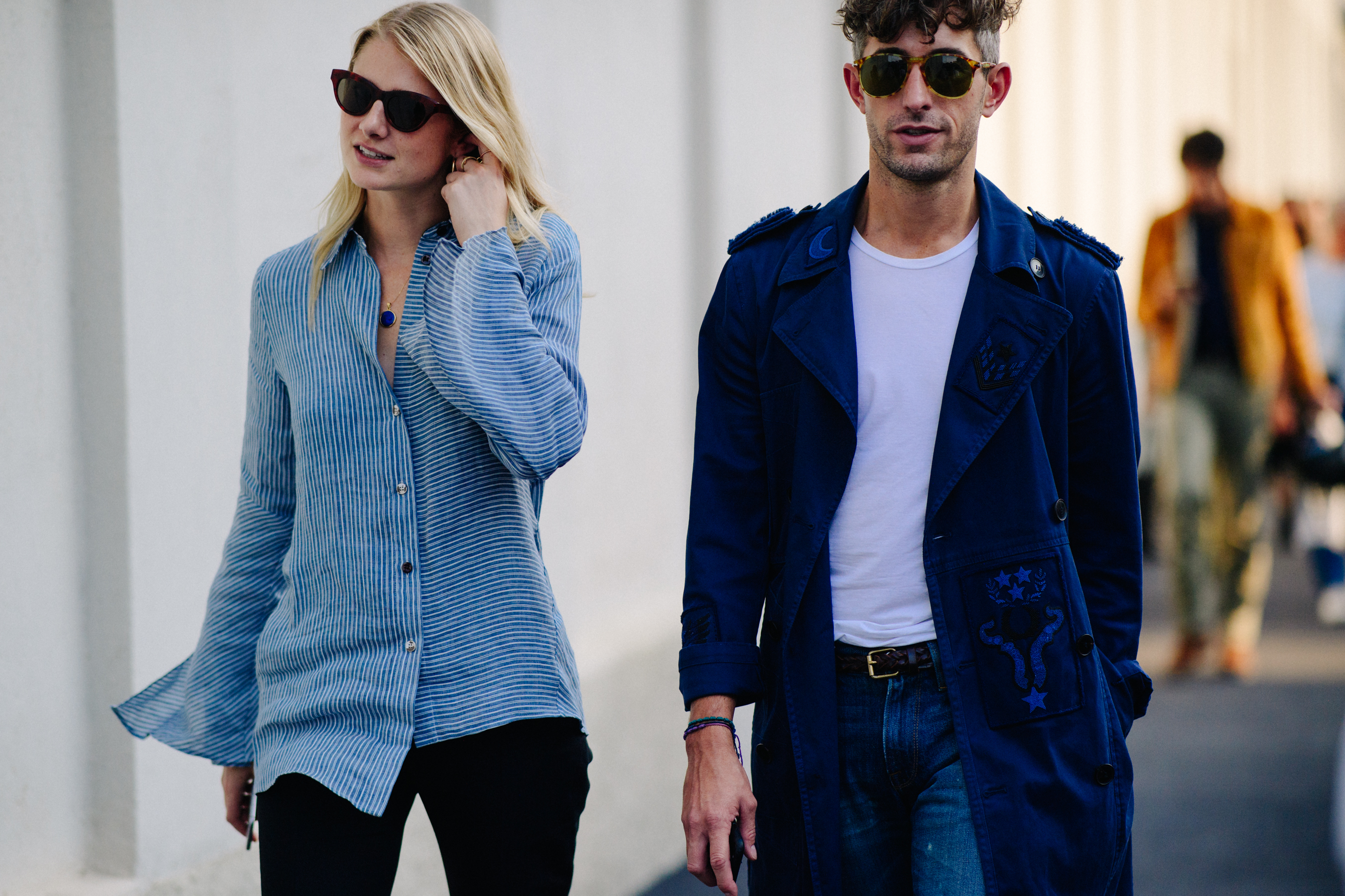 Couple wearing Blue outfits