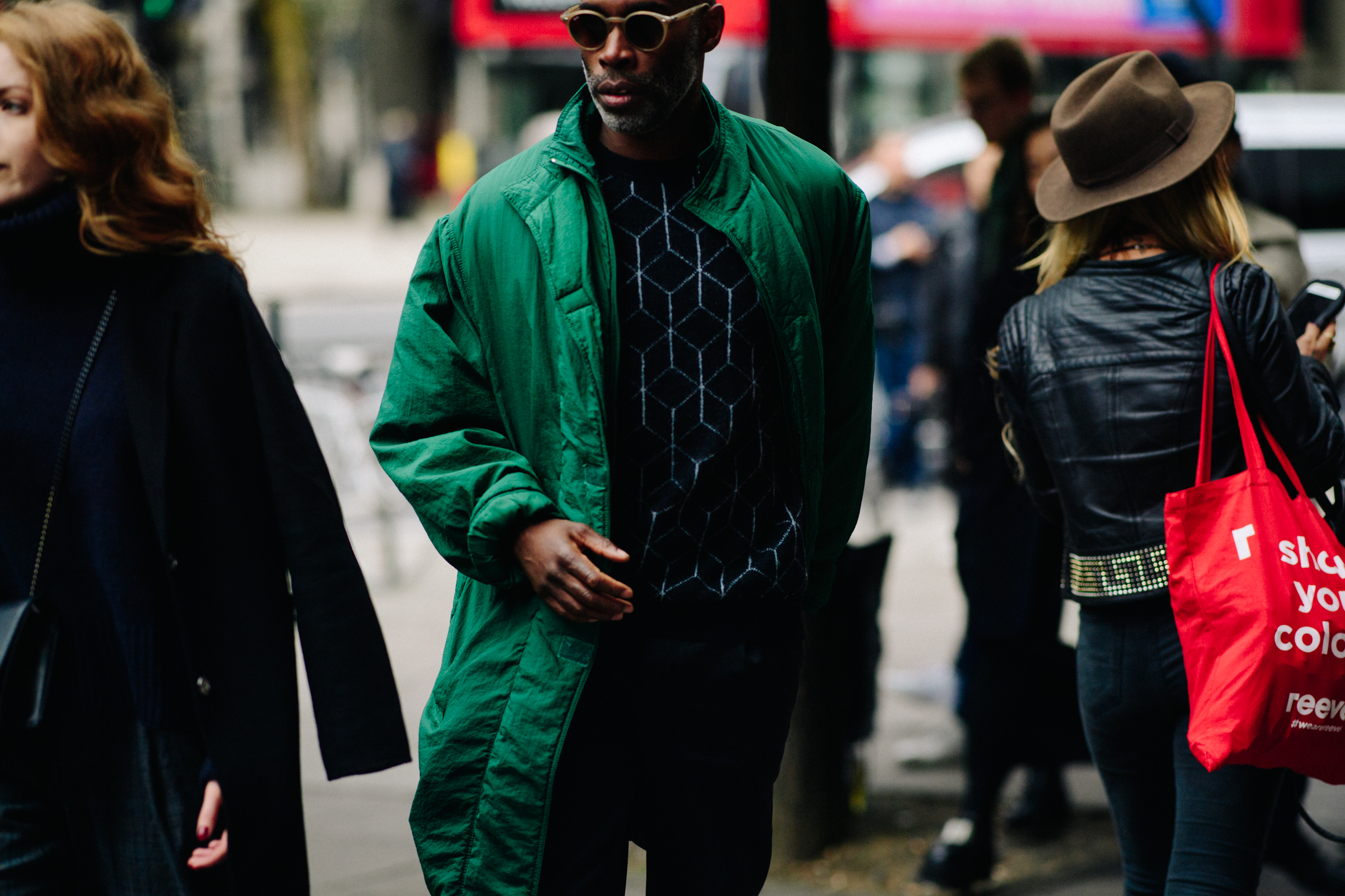 Man wearing green puffer jacket
