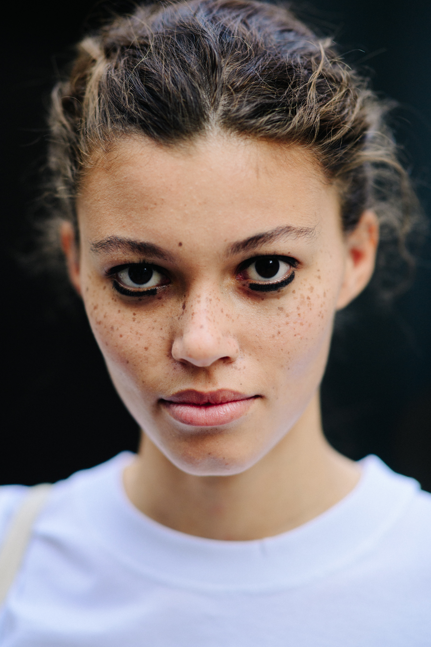 Portrait of a model with freckles