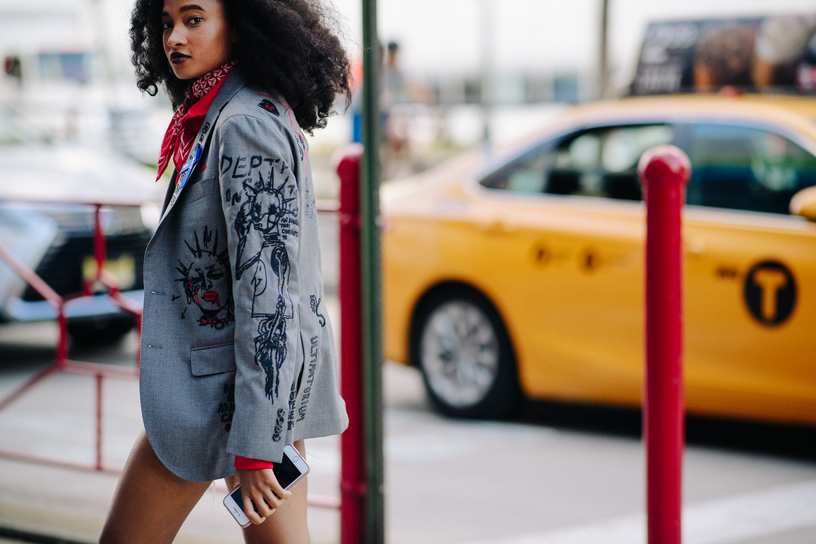Woman wearing customized blazer