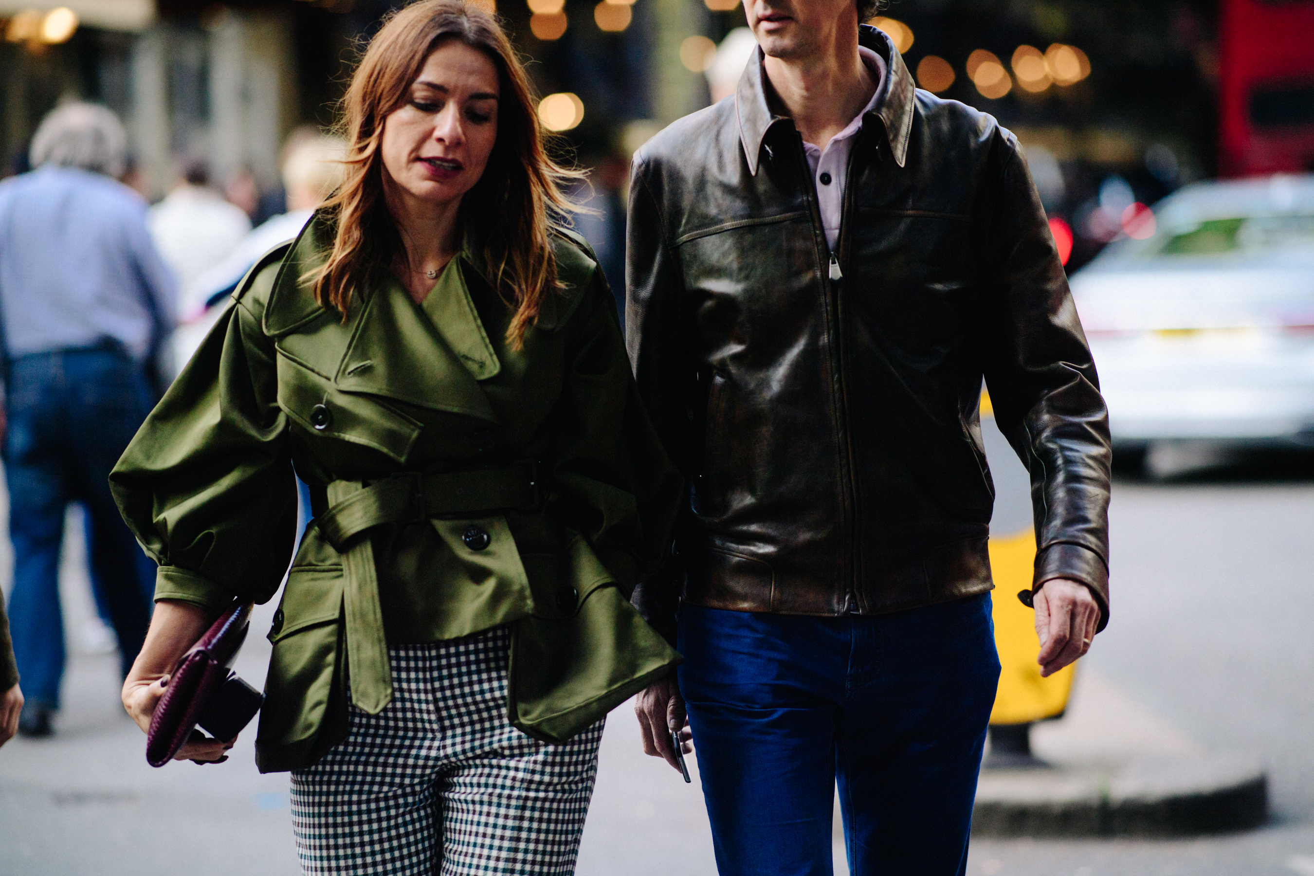Woman wearing green jacket