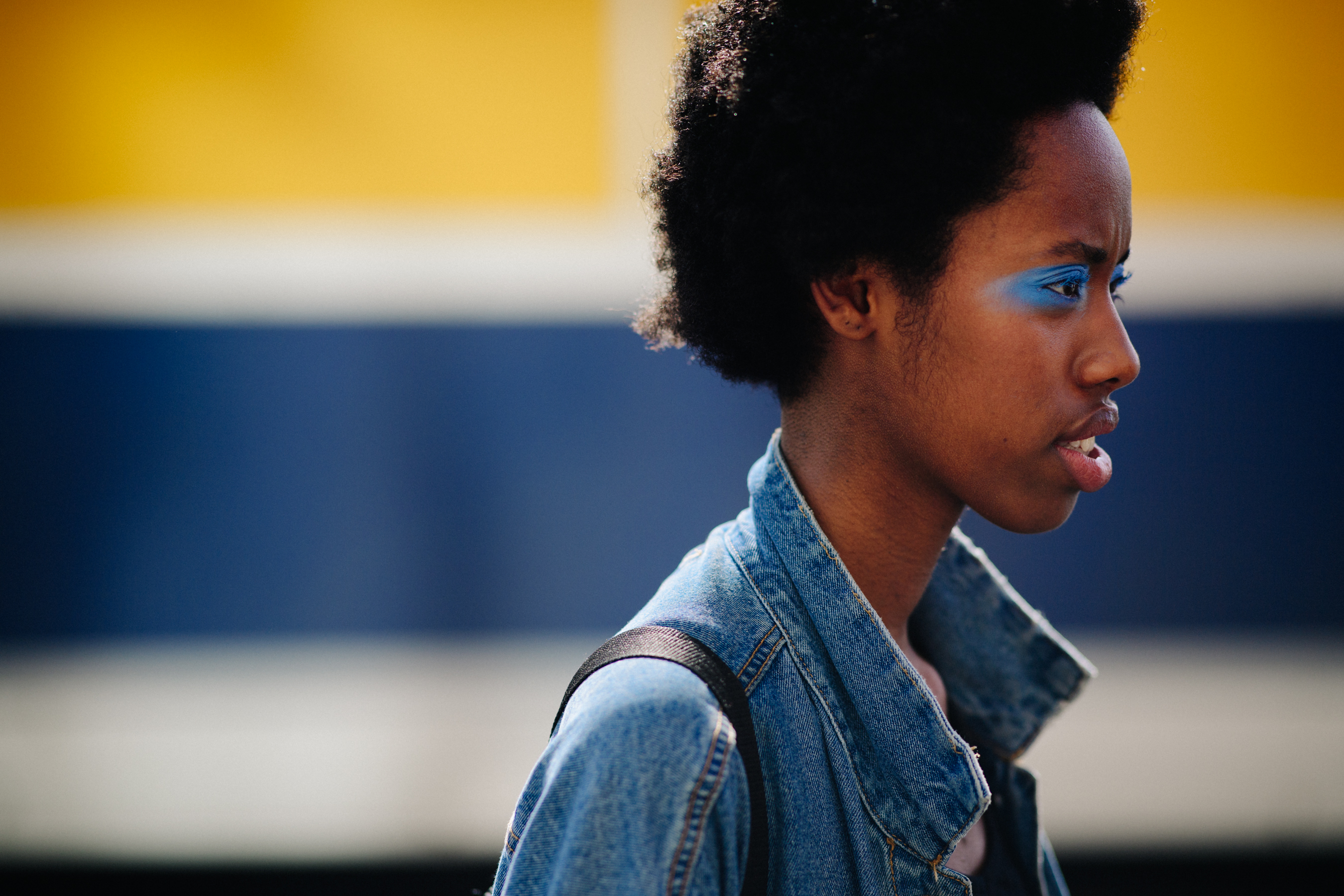 Model with blue make-up