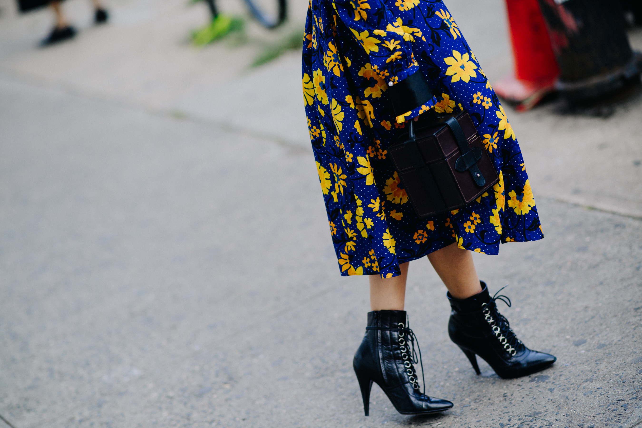Woman wearing floral skirt