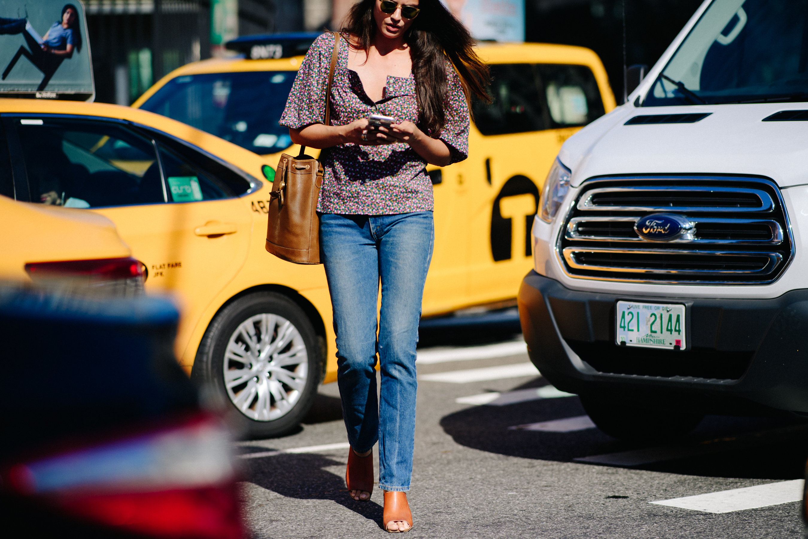 Woman wearing blue jeans