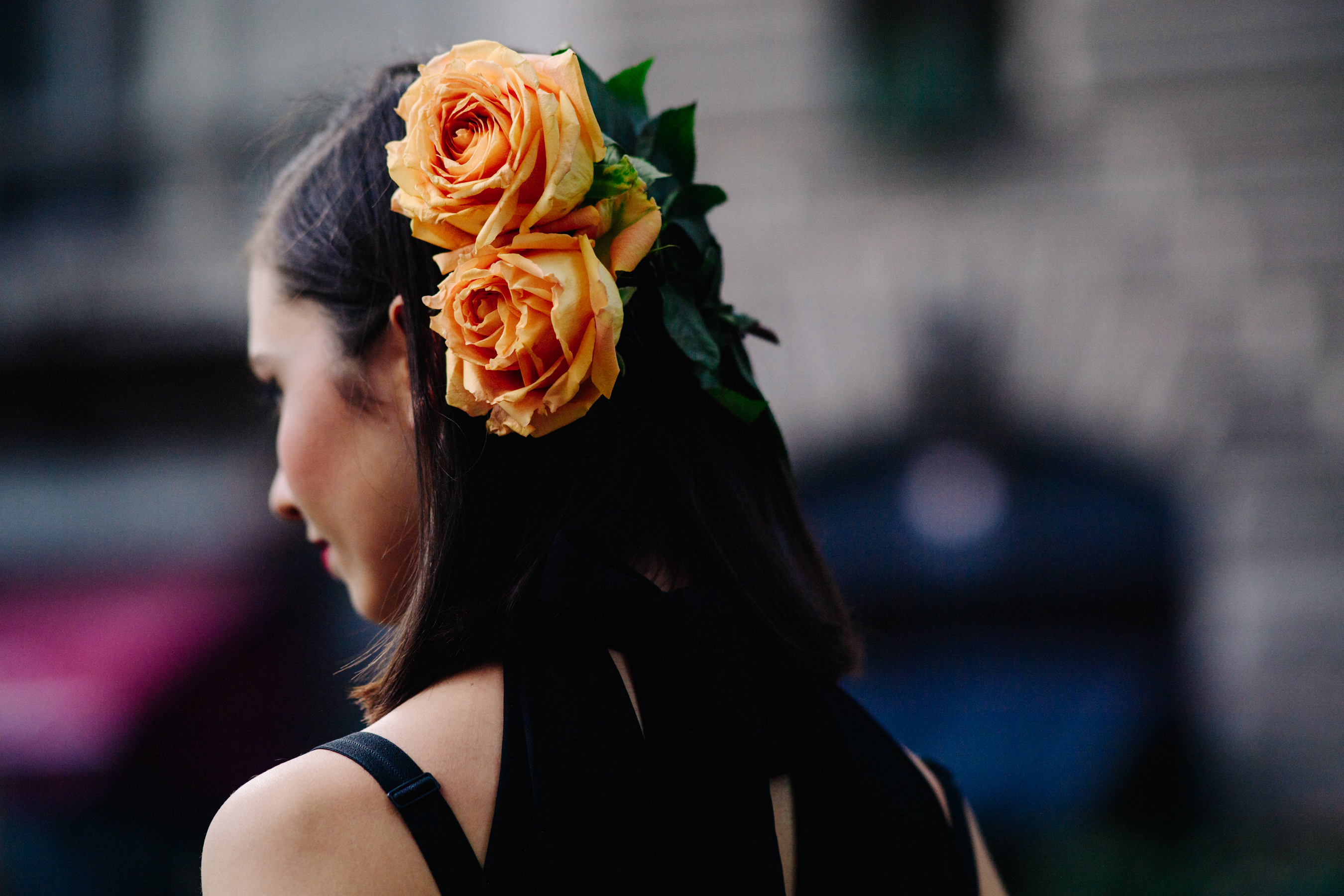 Russian model with rose in her hair