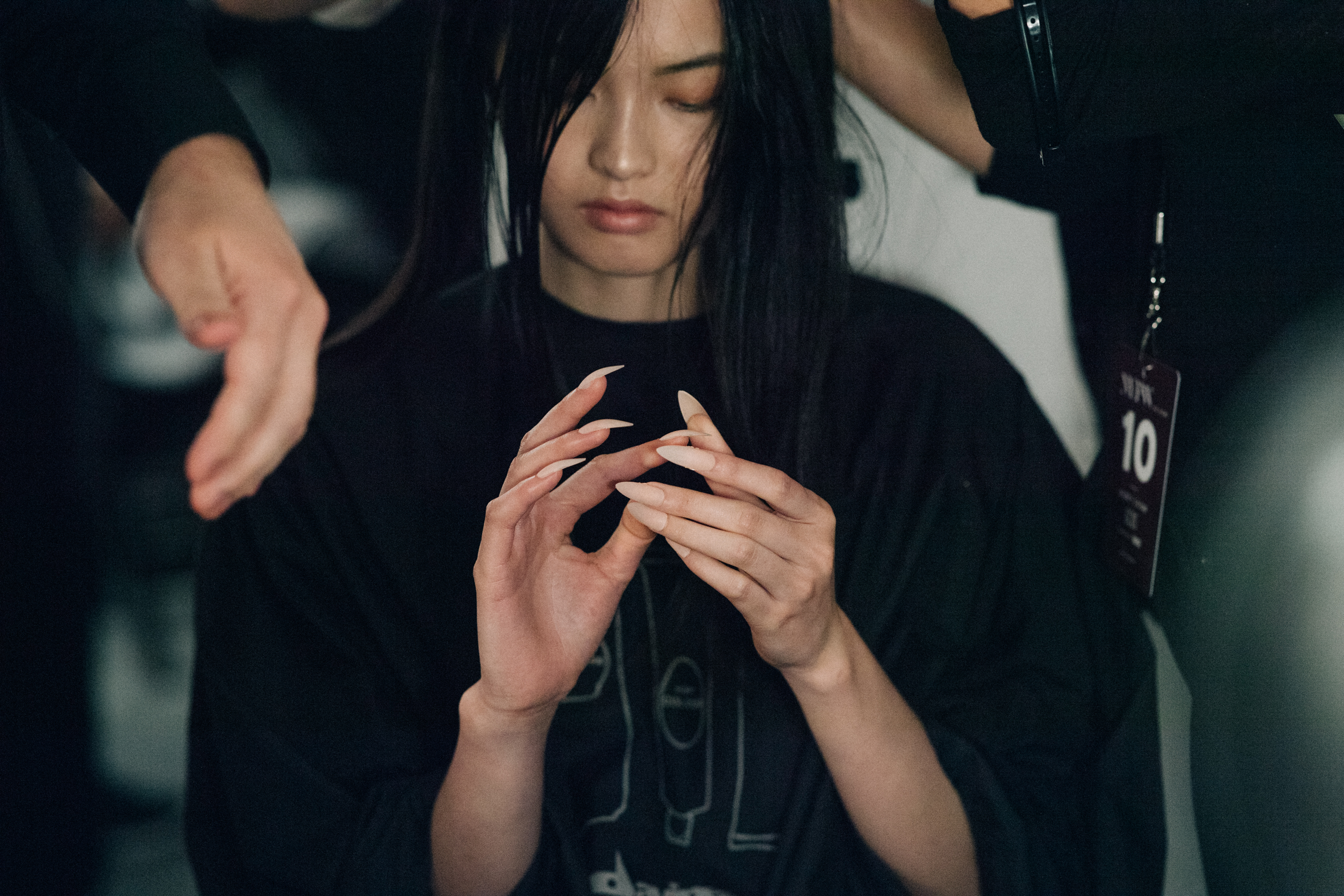 Model getting hair and make up done