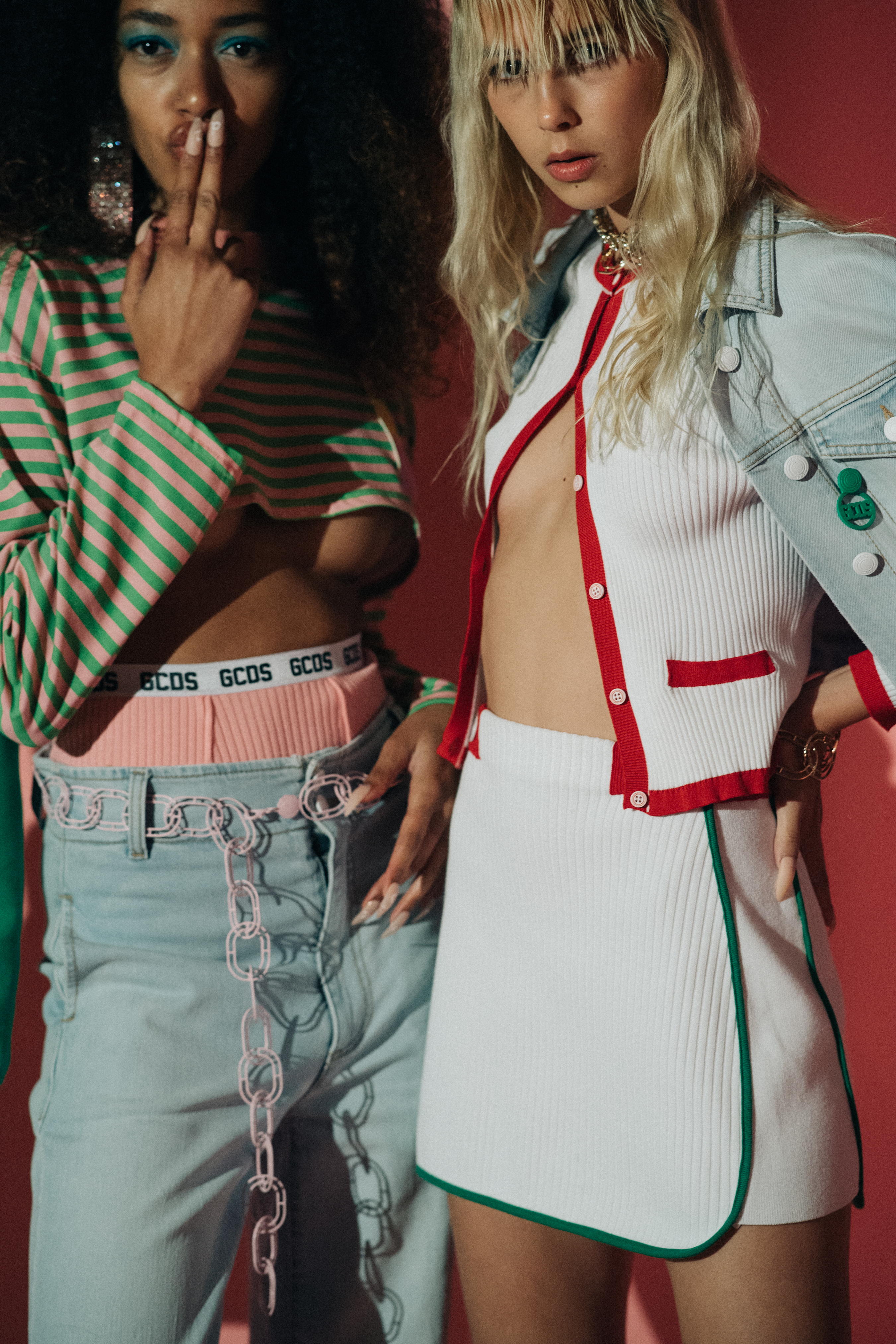 Group of models wearing colourful clothes