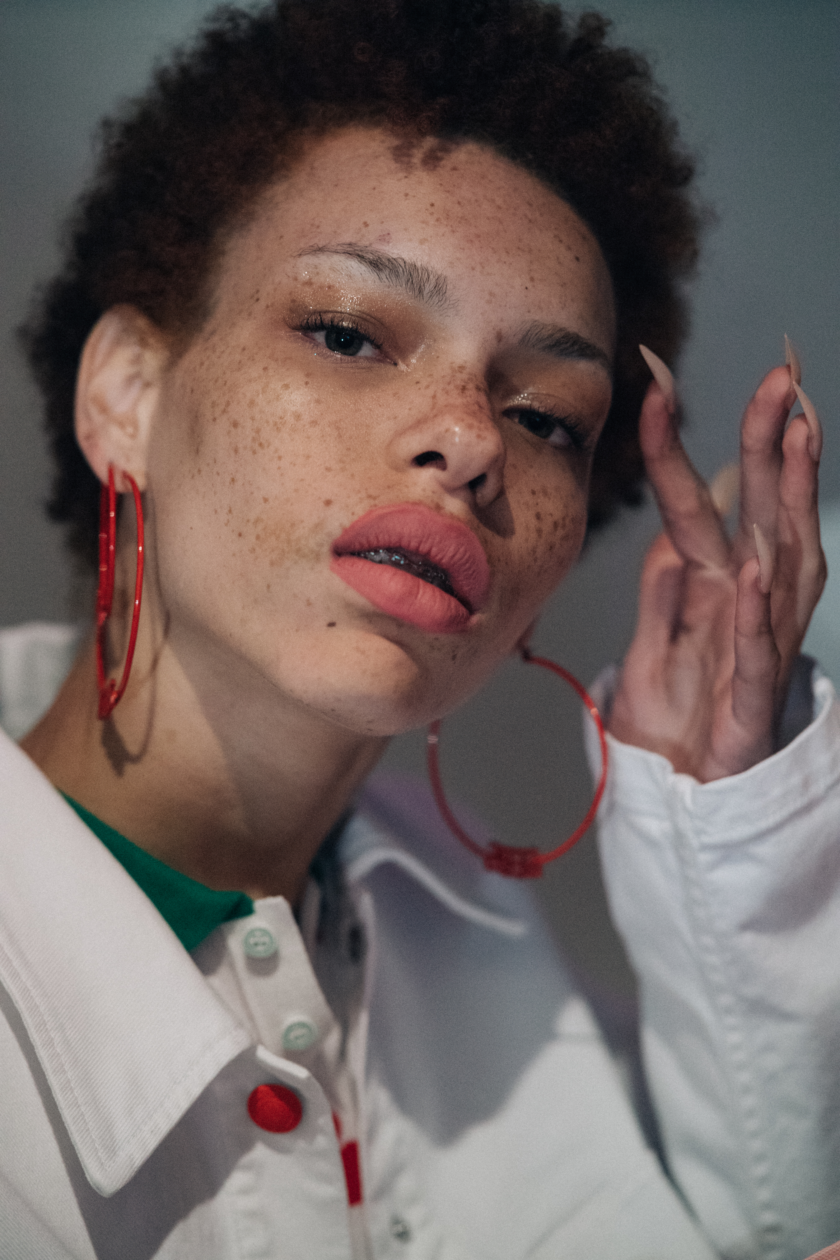 Model with long nails