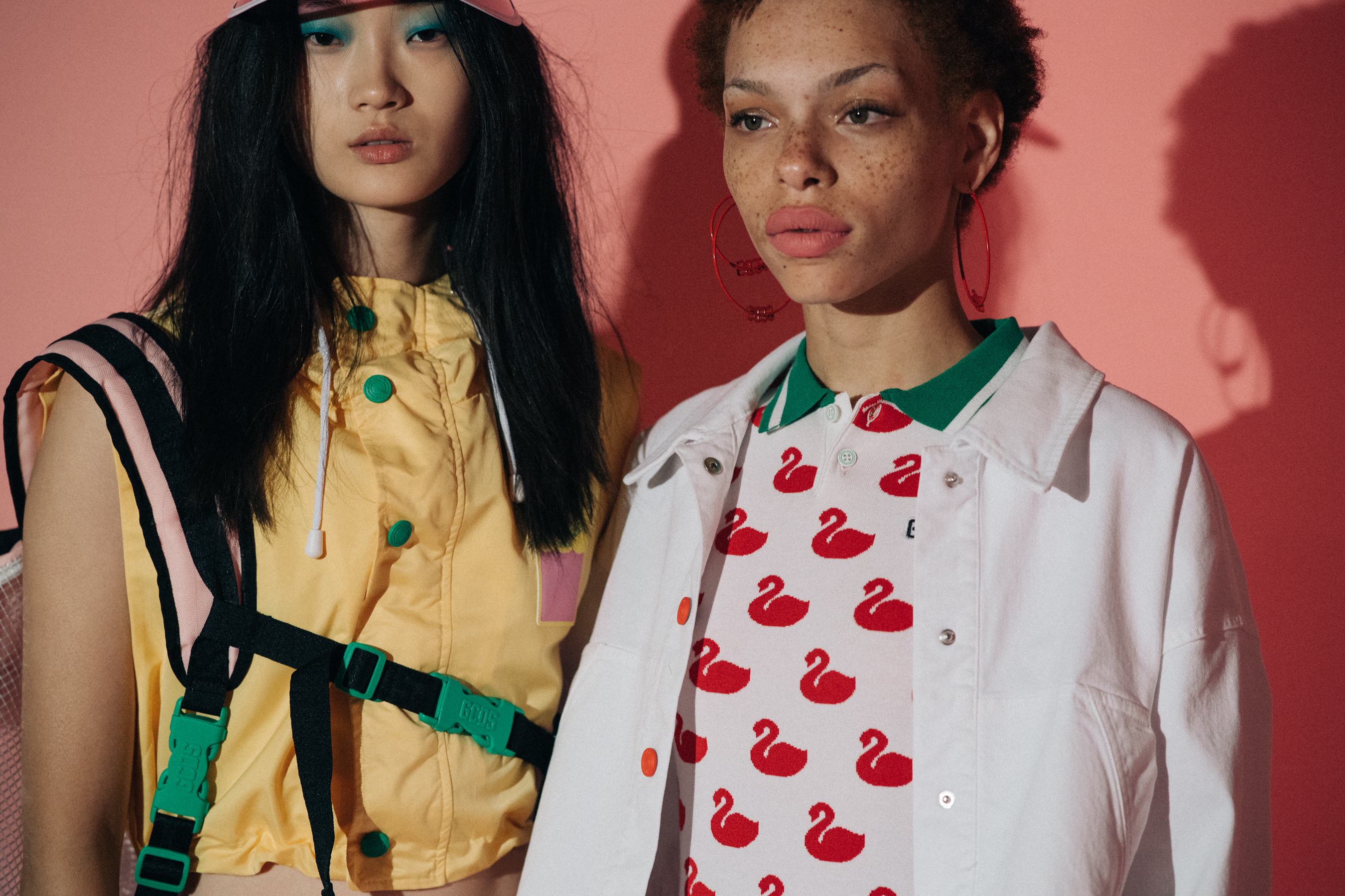 Models wearing sexy colourful clothes