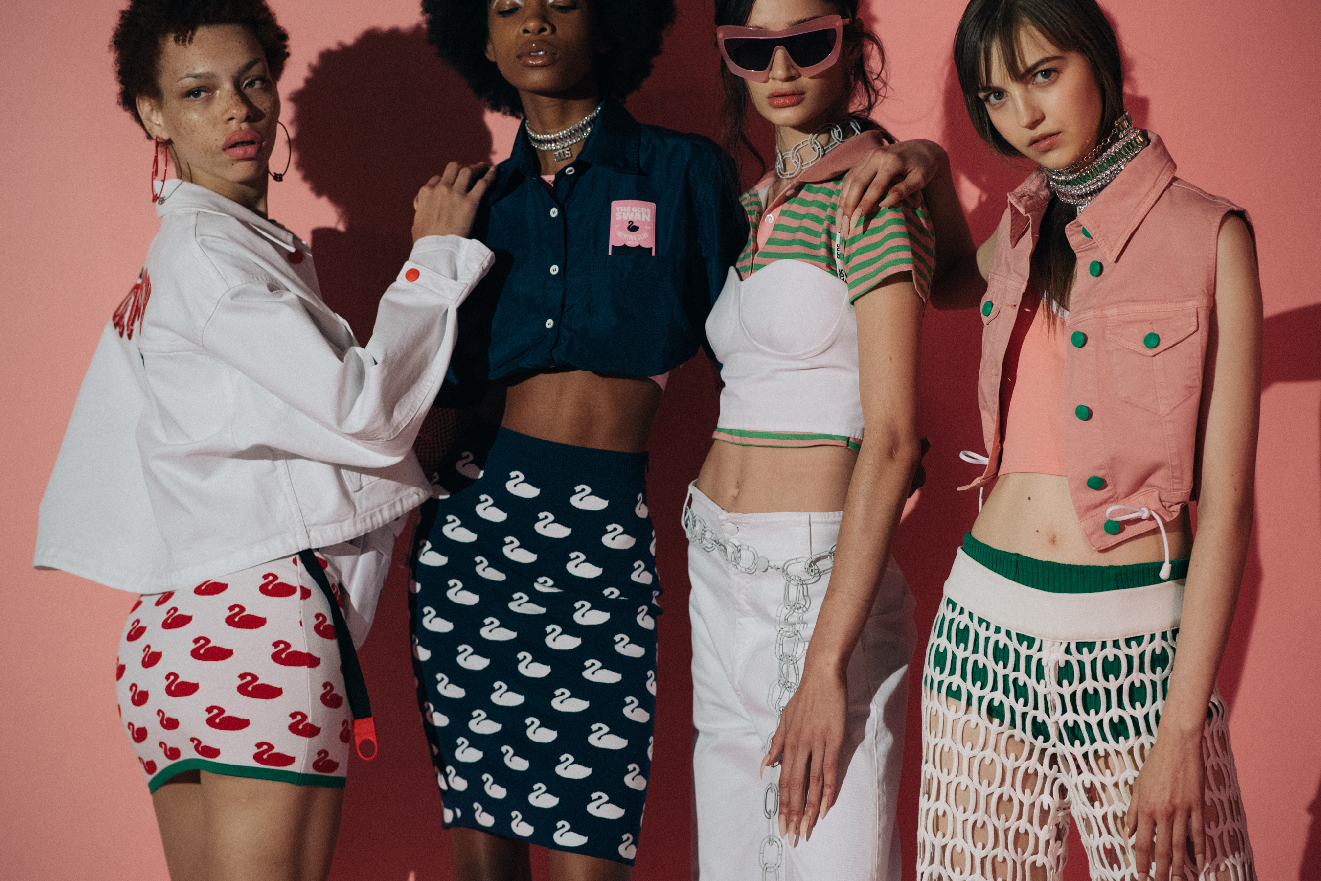 Models wearing sexy colourful clothes