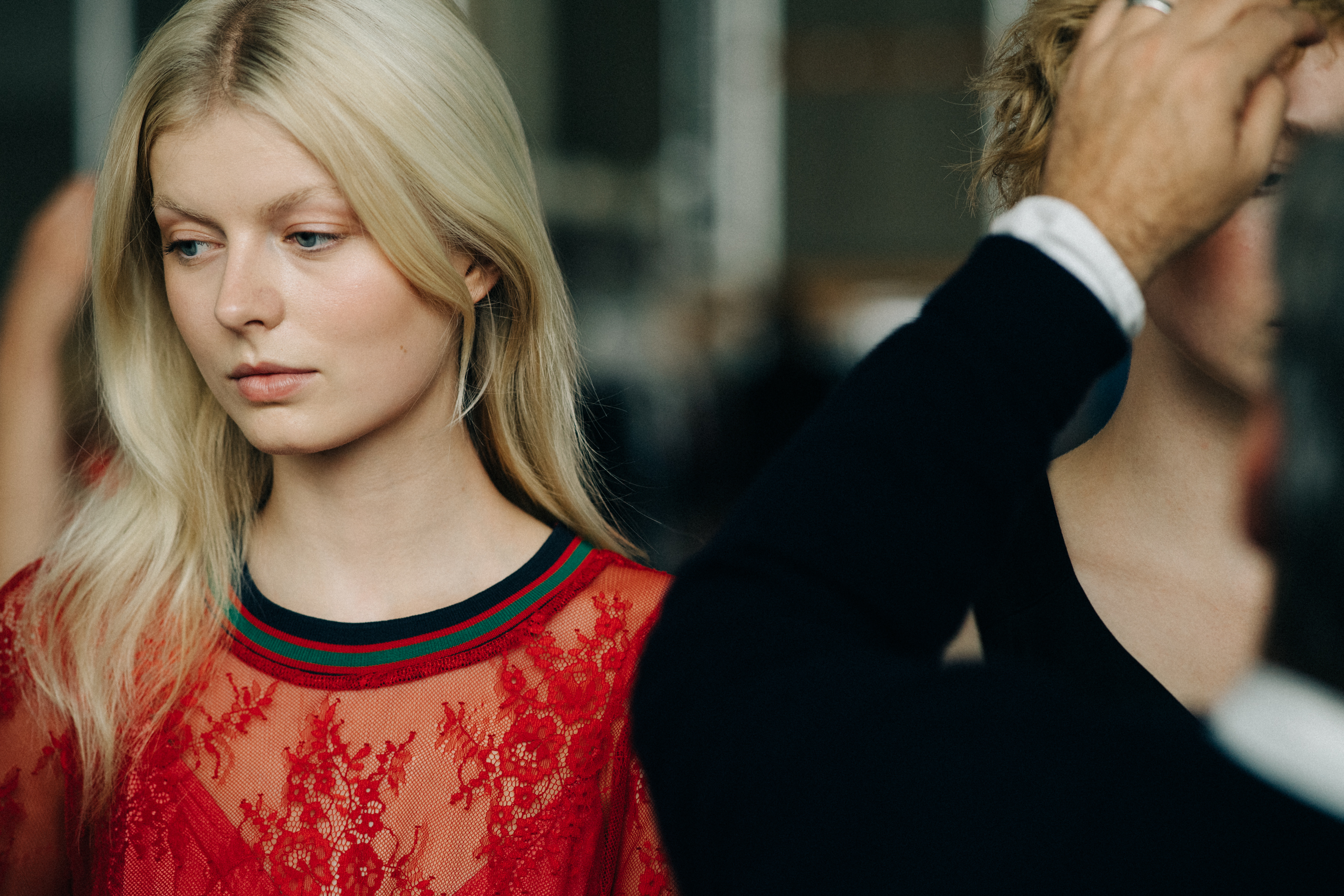 Two models before a show