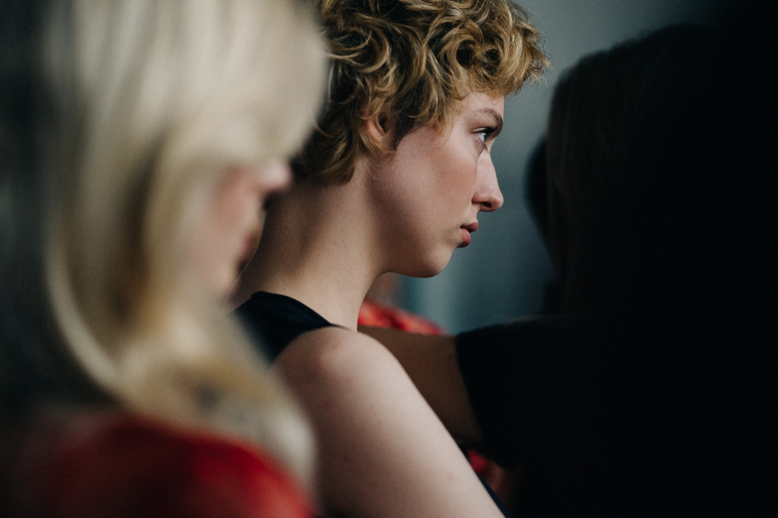 Model getting make up done