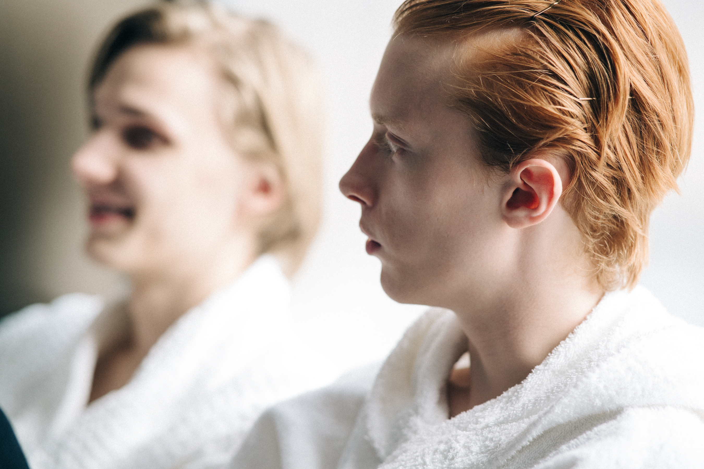 Side profile of model backstage