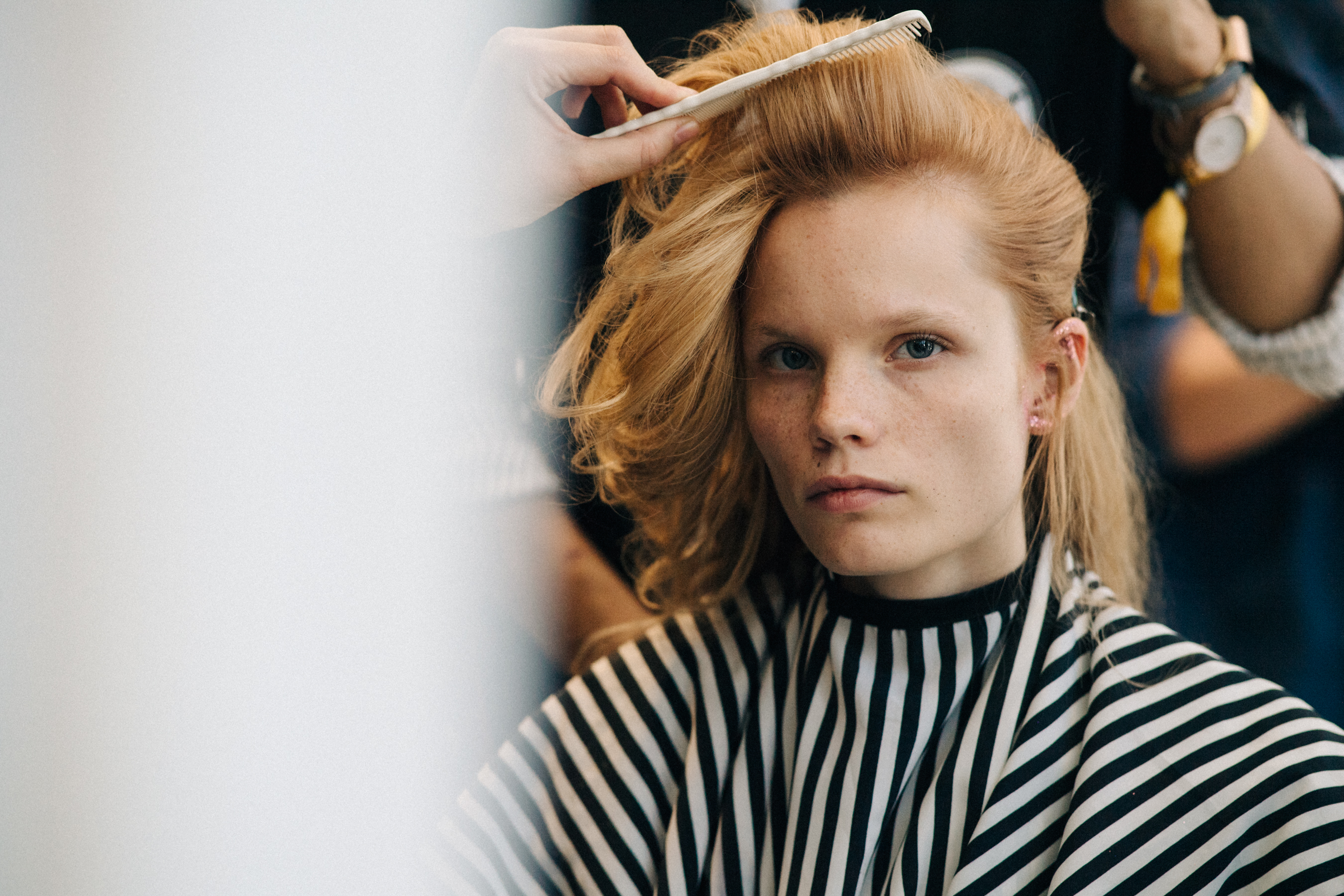 Model having hair done