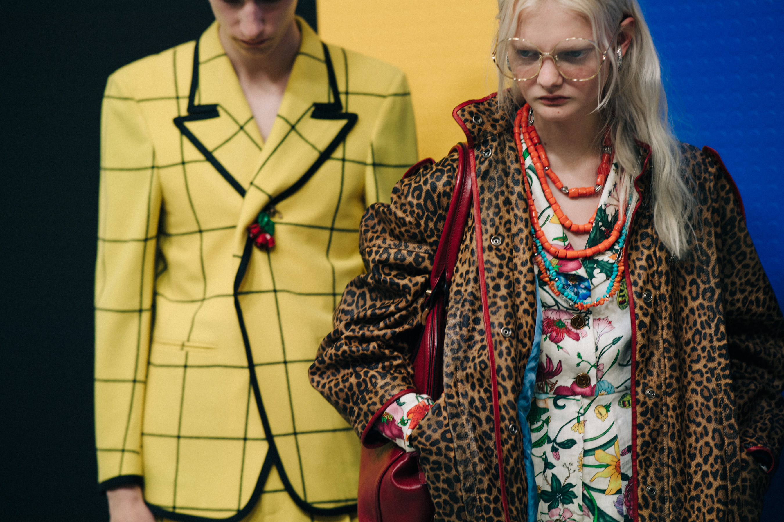 Models backstage in Gucci