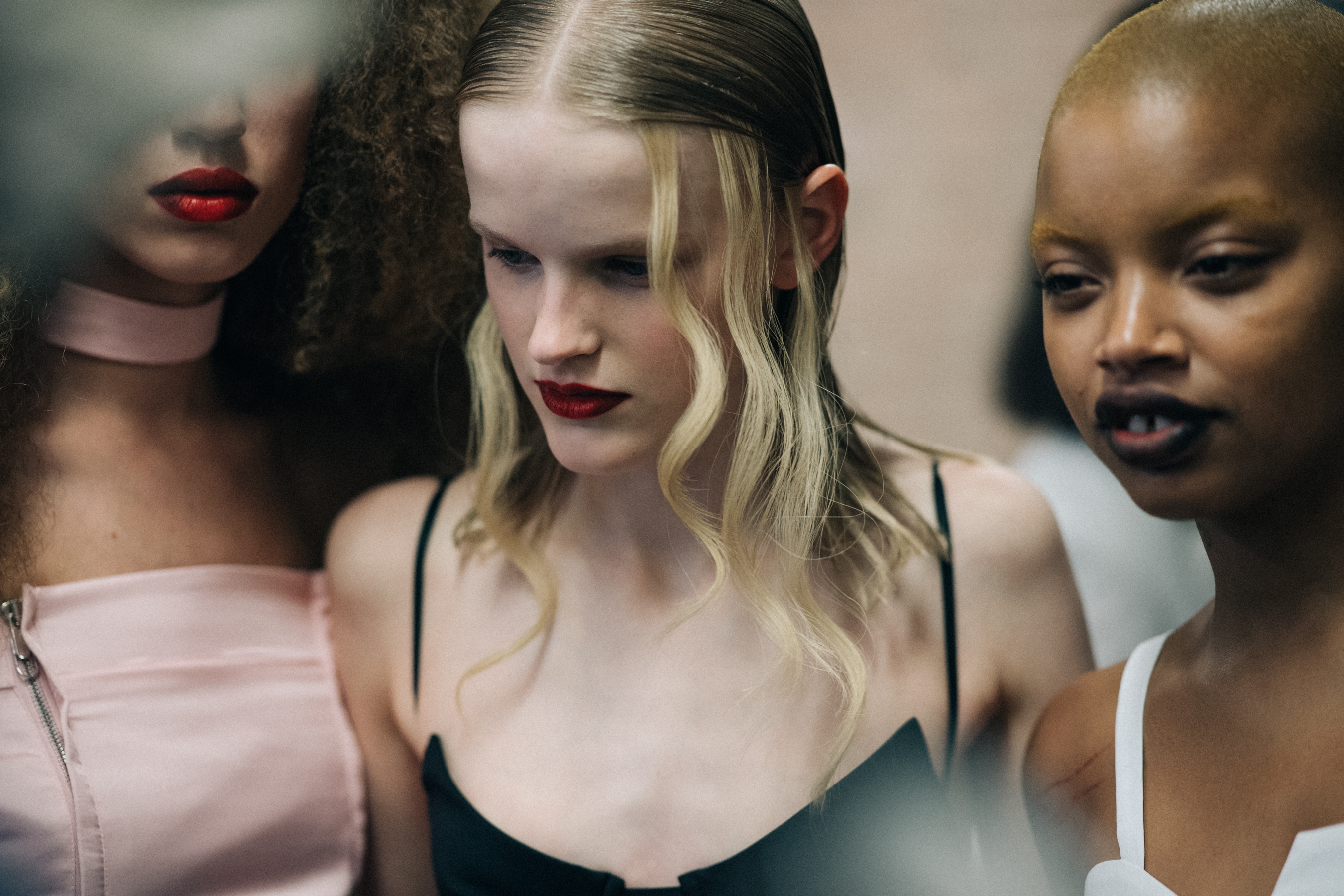 Model with sleek blonde hair