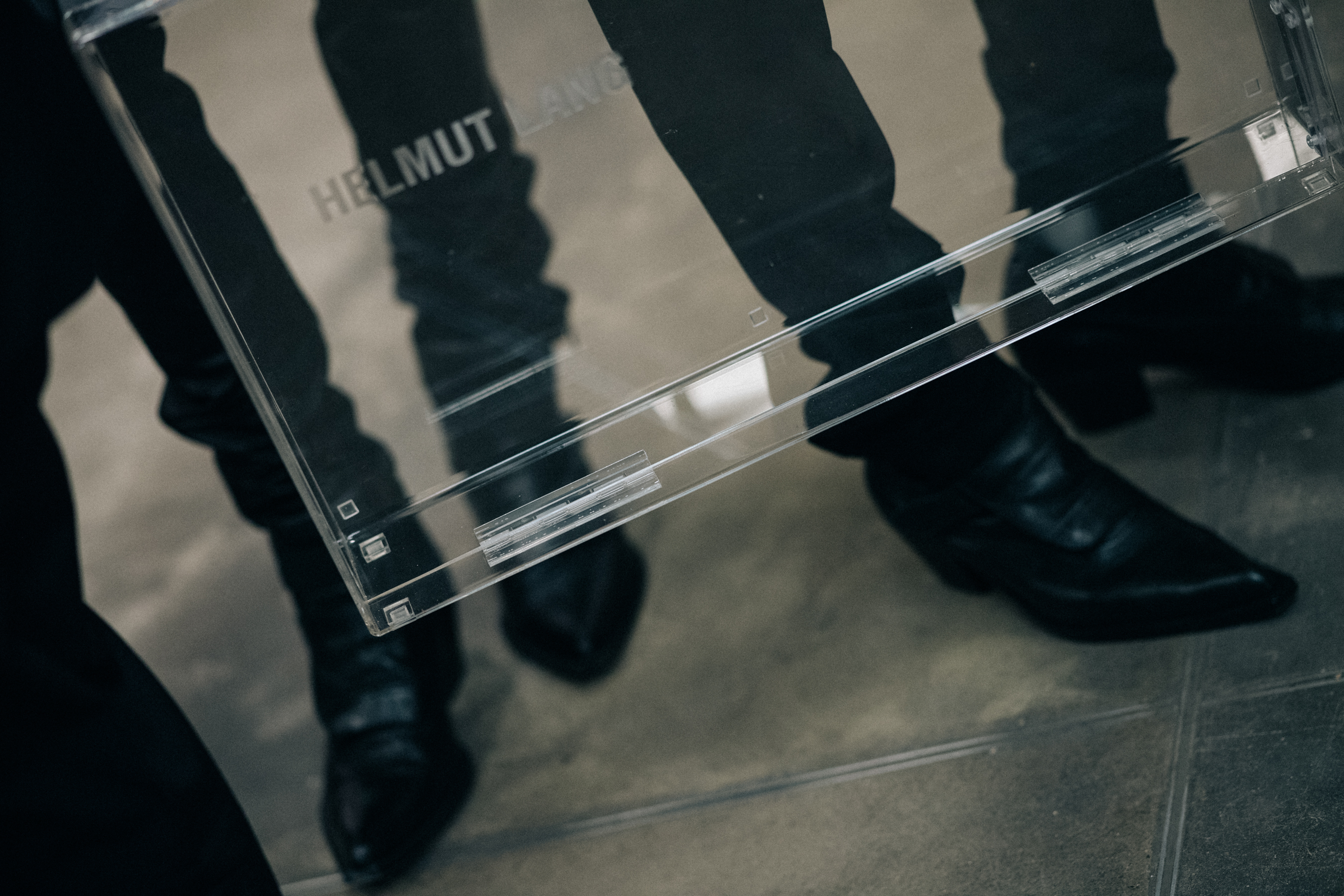 Model holding transparent bag