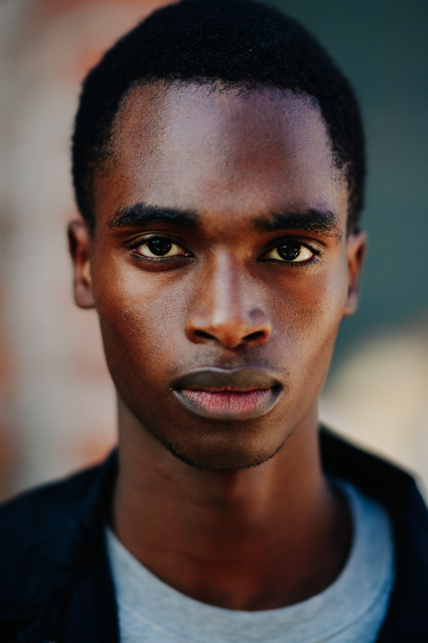 Portrait of black model with short hair