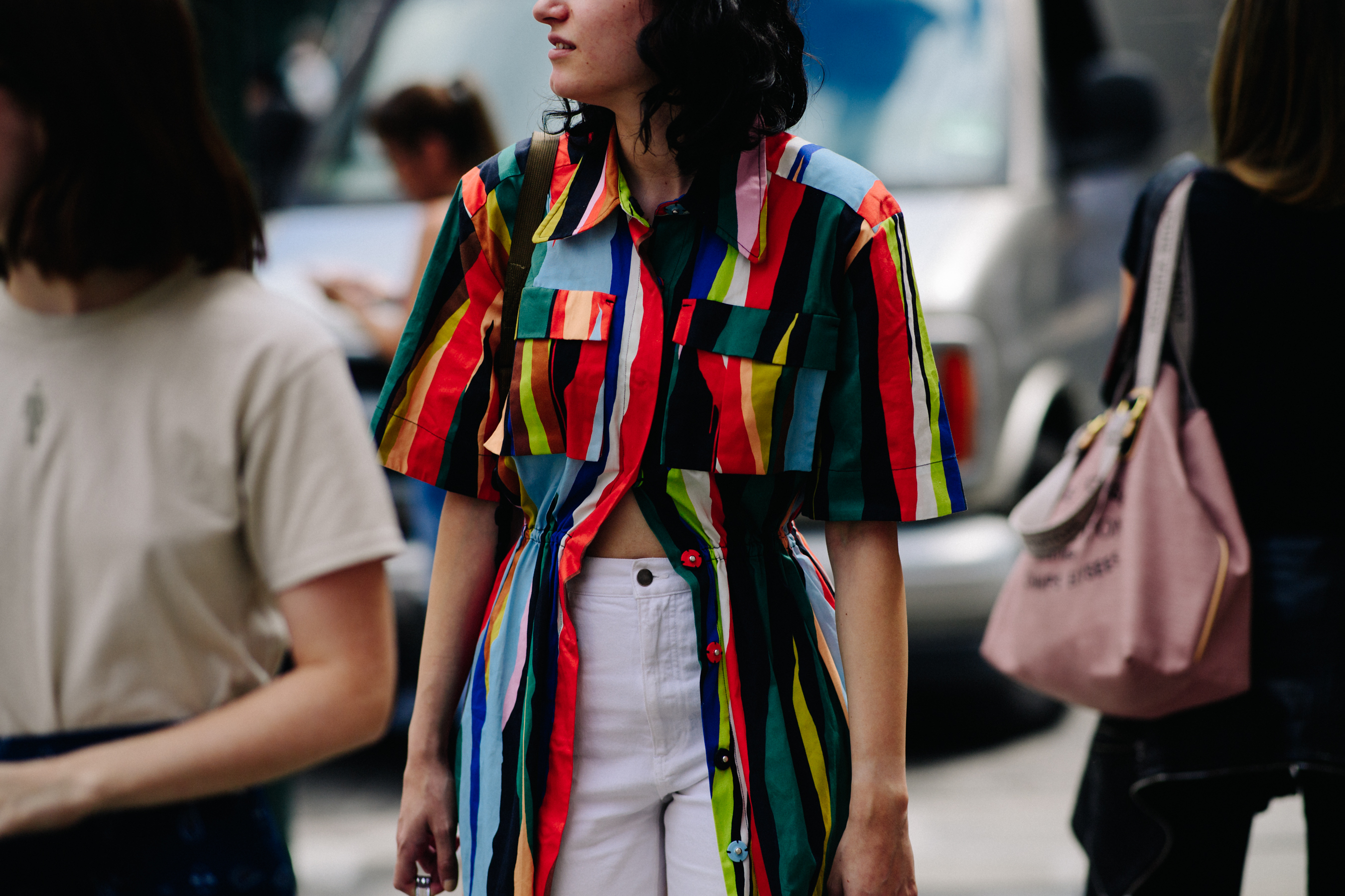 Woman wearing colourful outfit