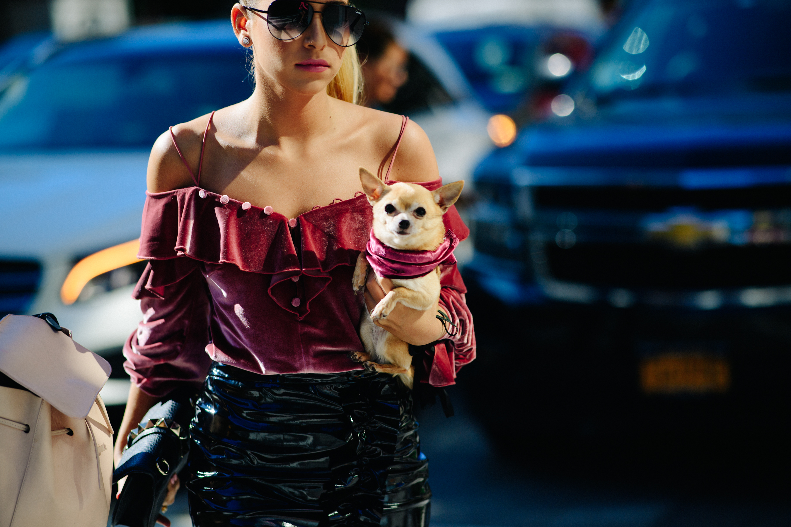 Woman wearing shoulderless top