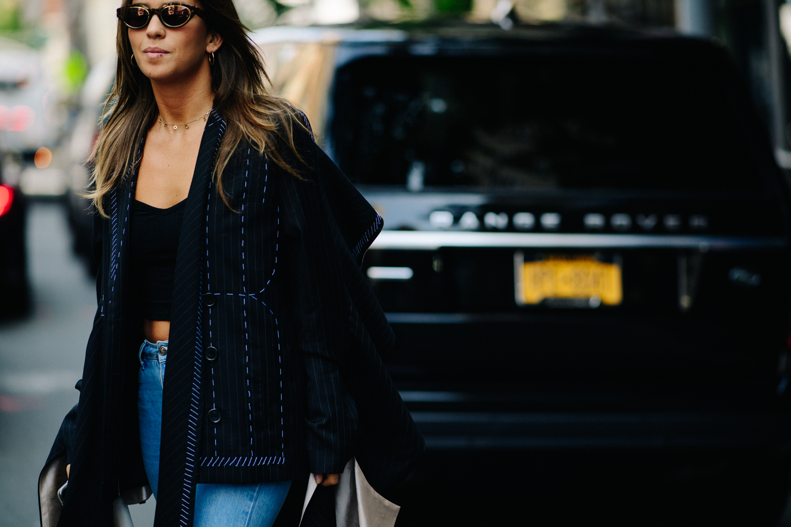 Woman wearing black blazer