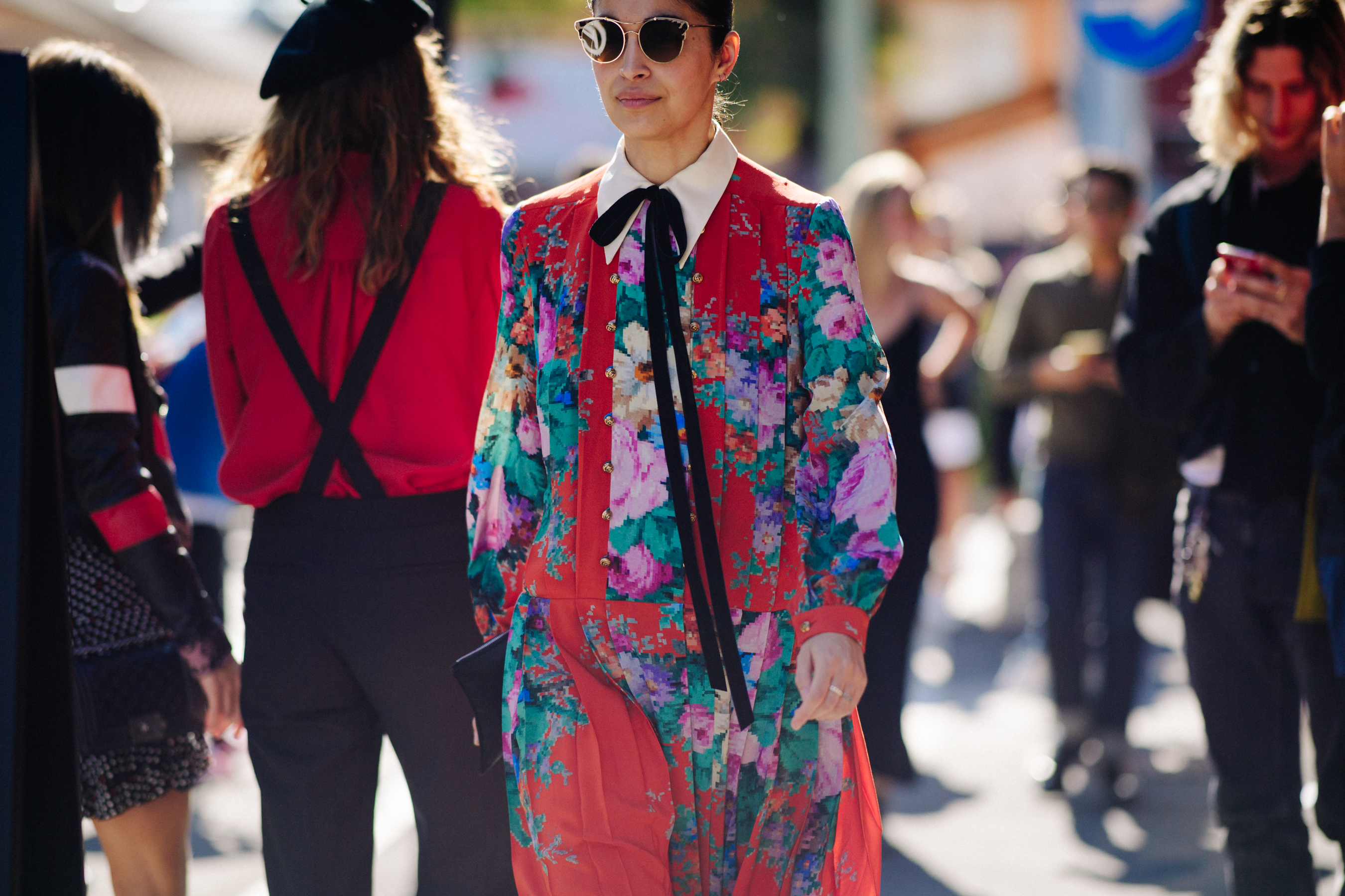 Editor wearing floral dress