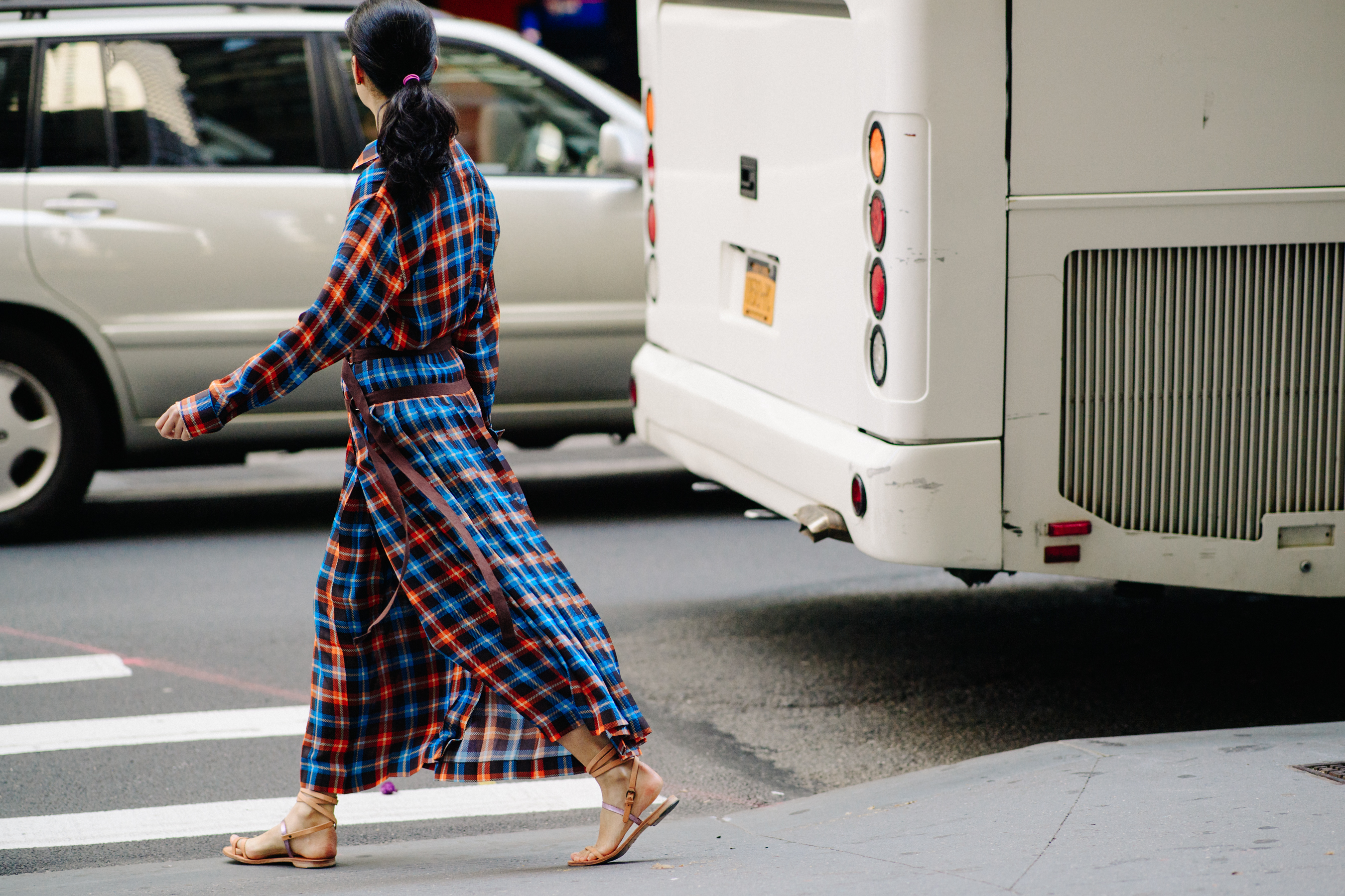 Editor wearing digi printed dress