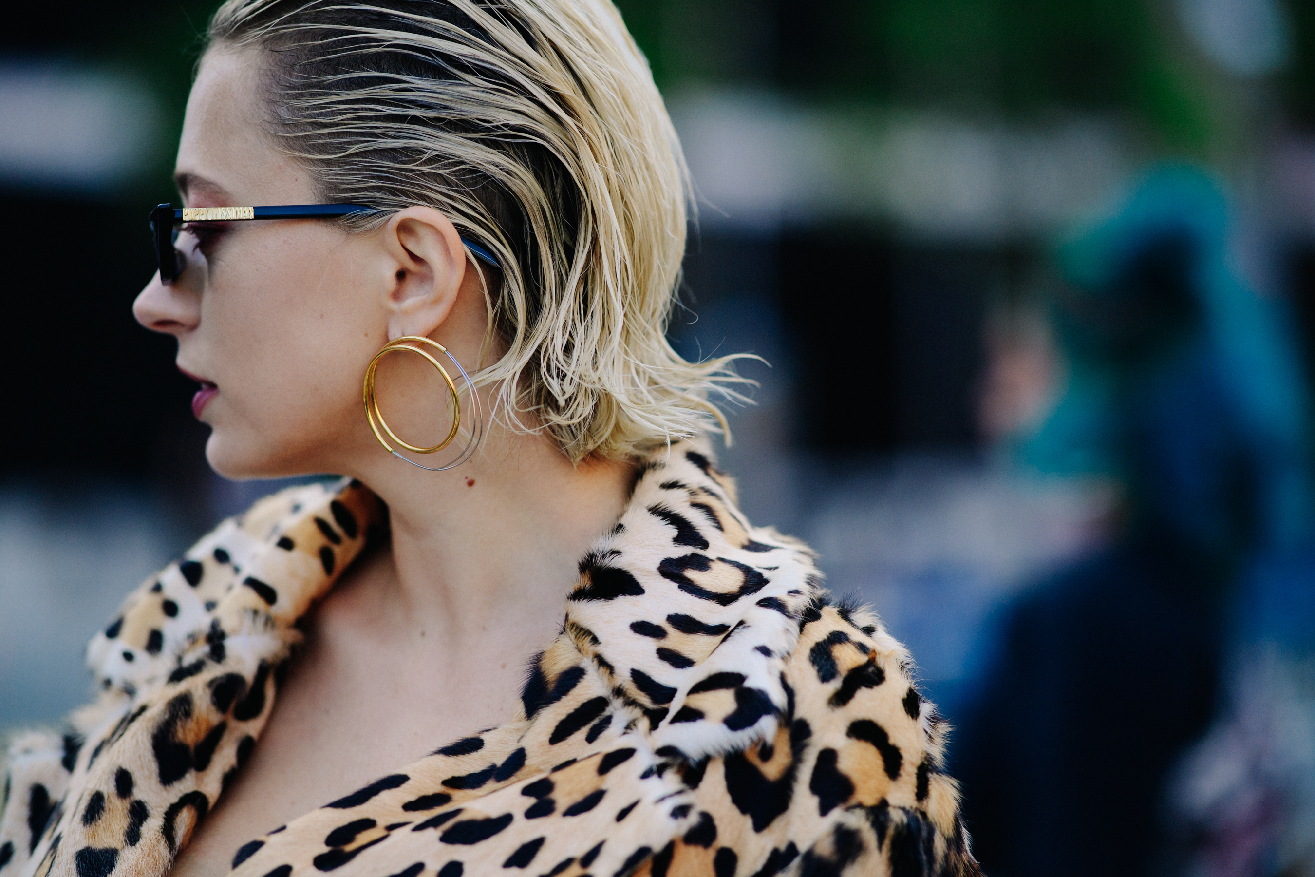 American woman wearing animal print outfit
