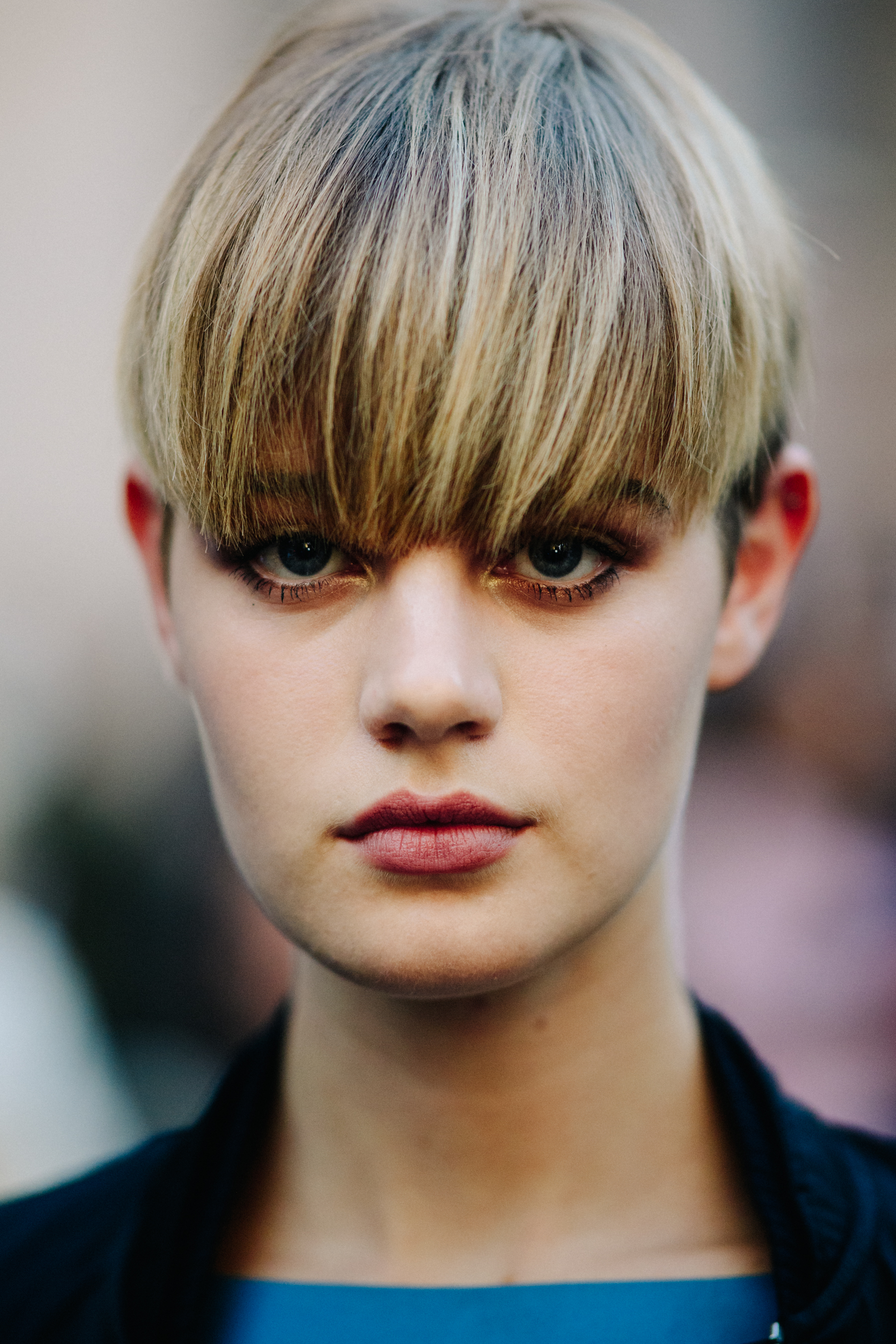 Portrait of French model with blonde hair