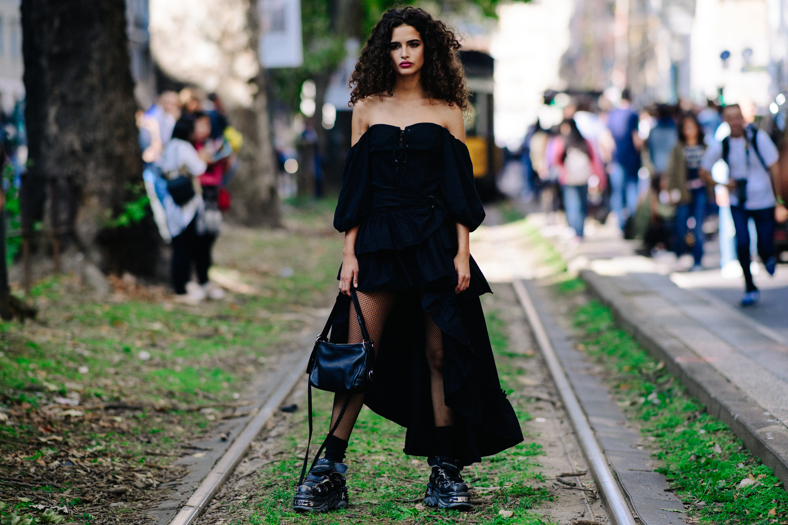 Italian model with big curly hair