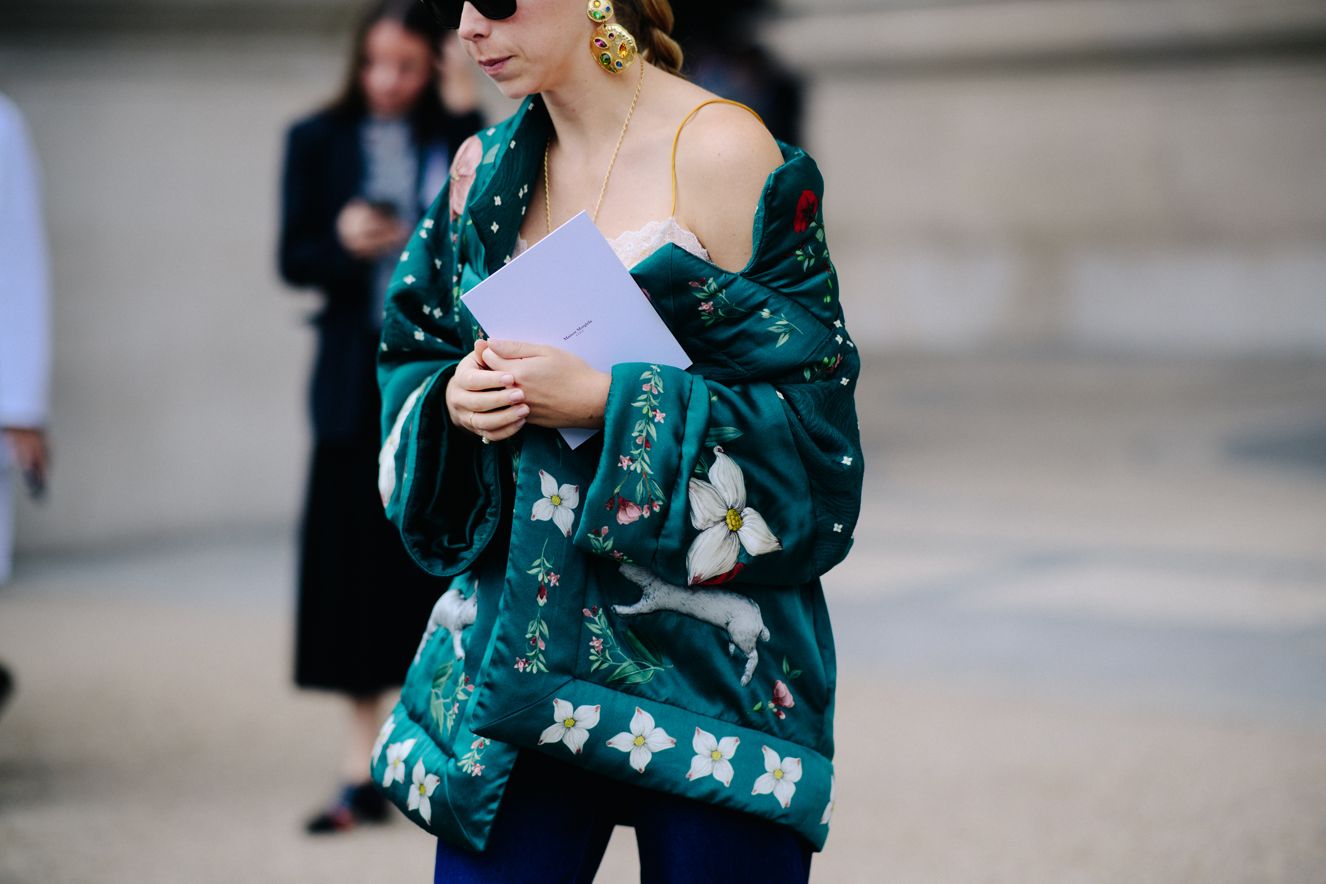 Woman wearing silk kimono