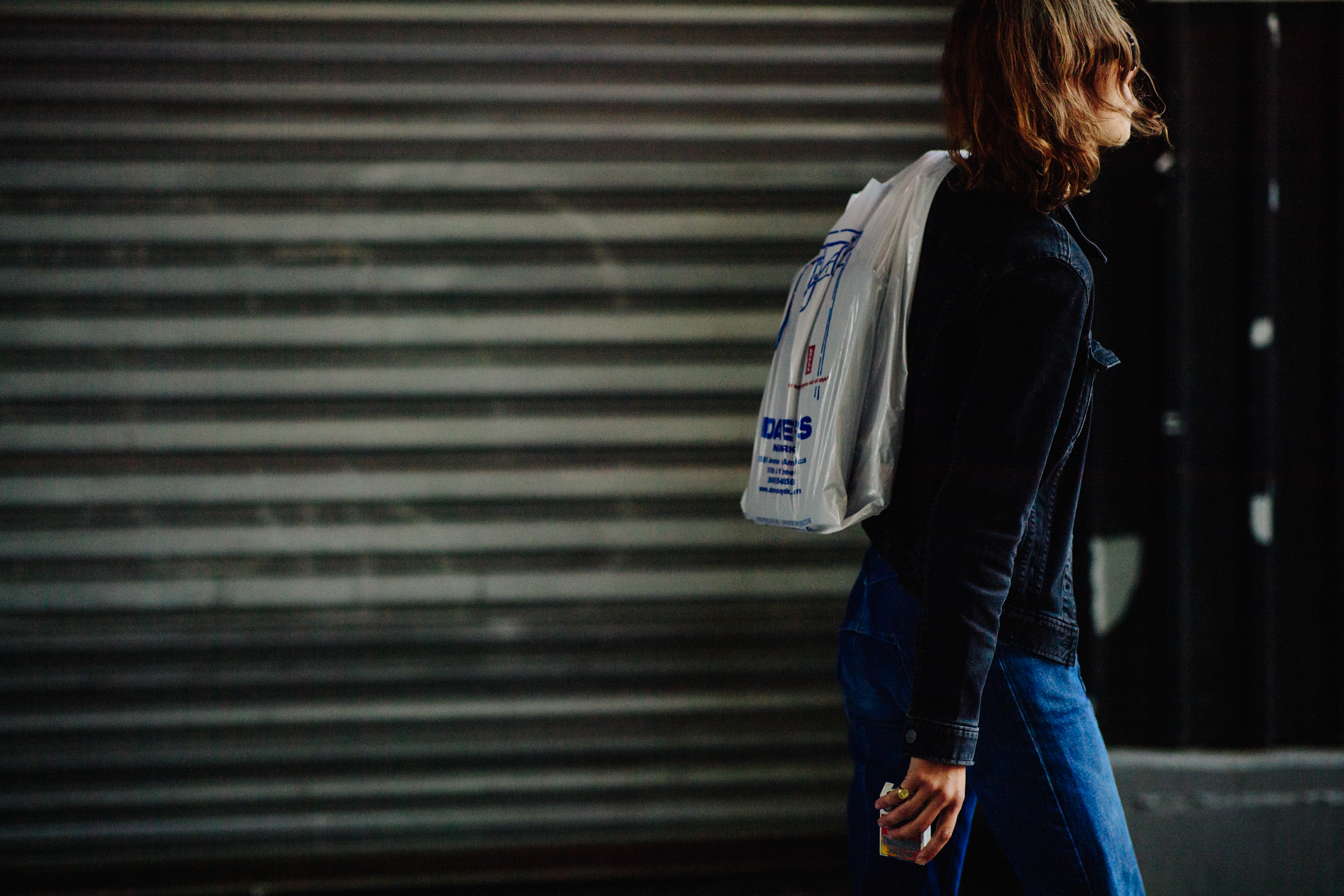 Model wearing denim outfit
