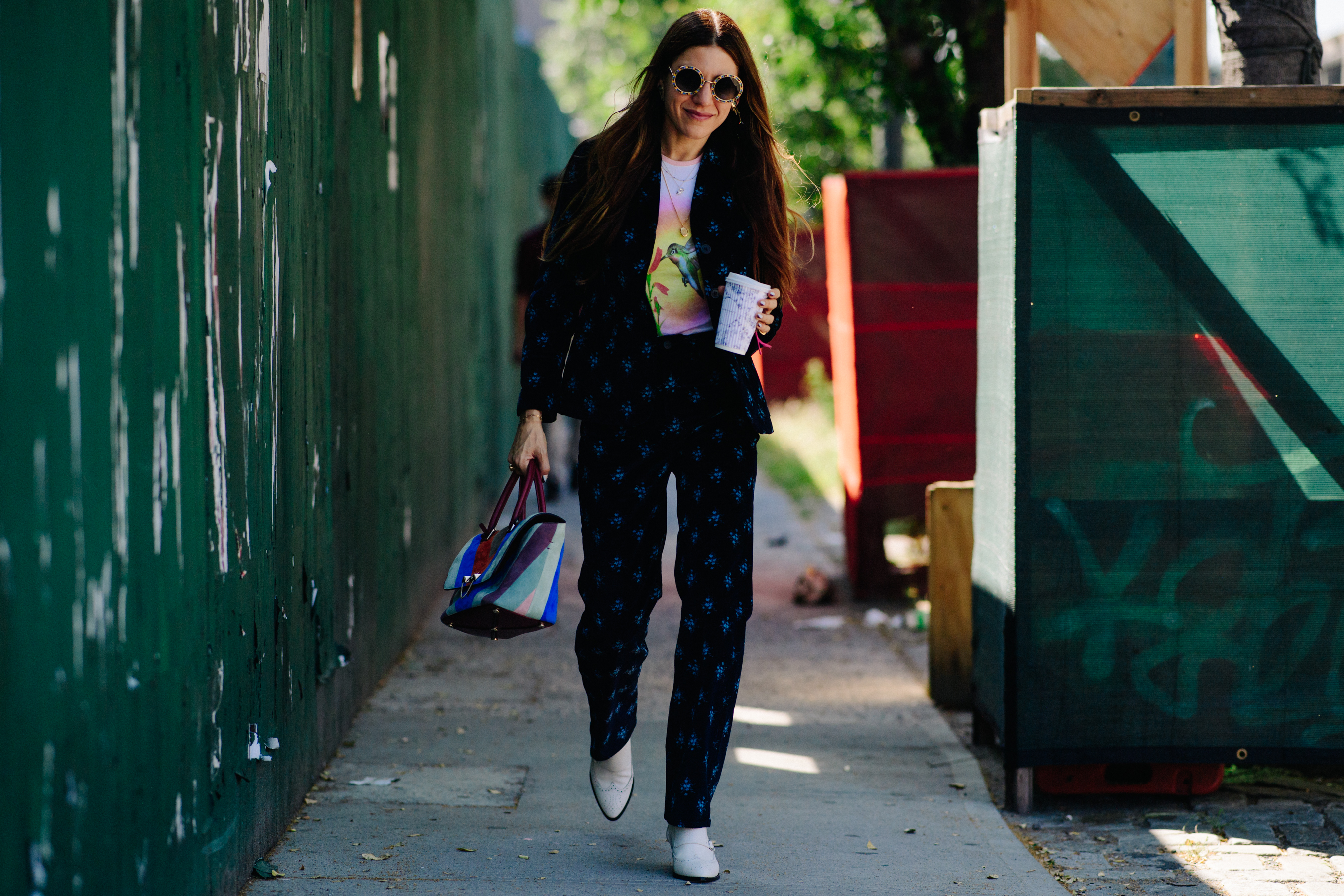 Woman wearing black suit