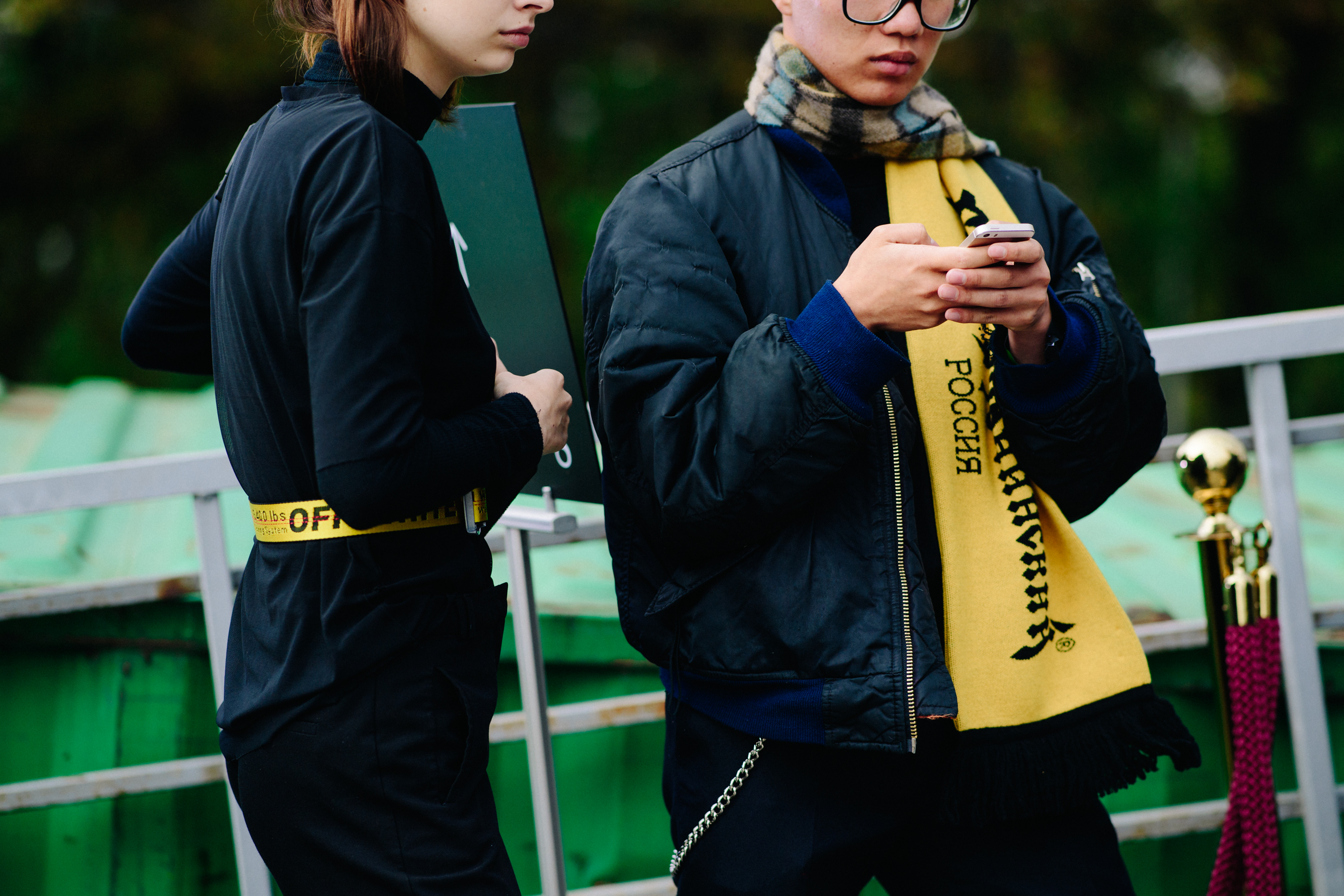 Man wearing Gosha Rubchinskiy scarf
