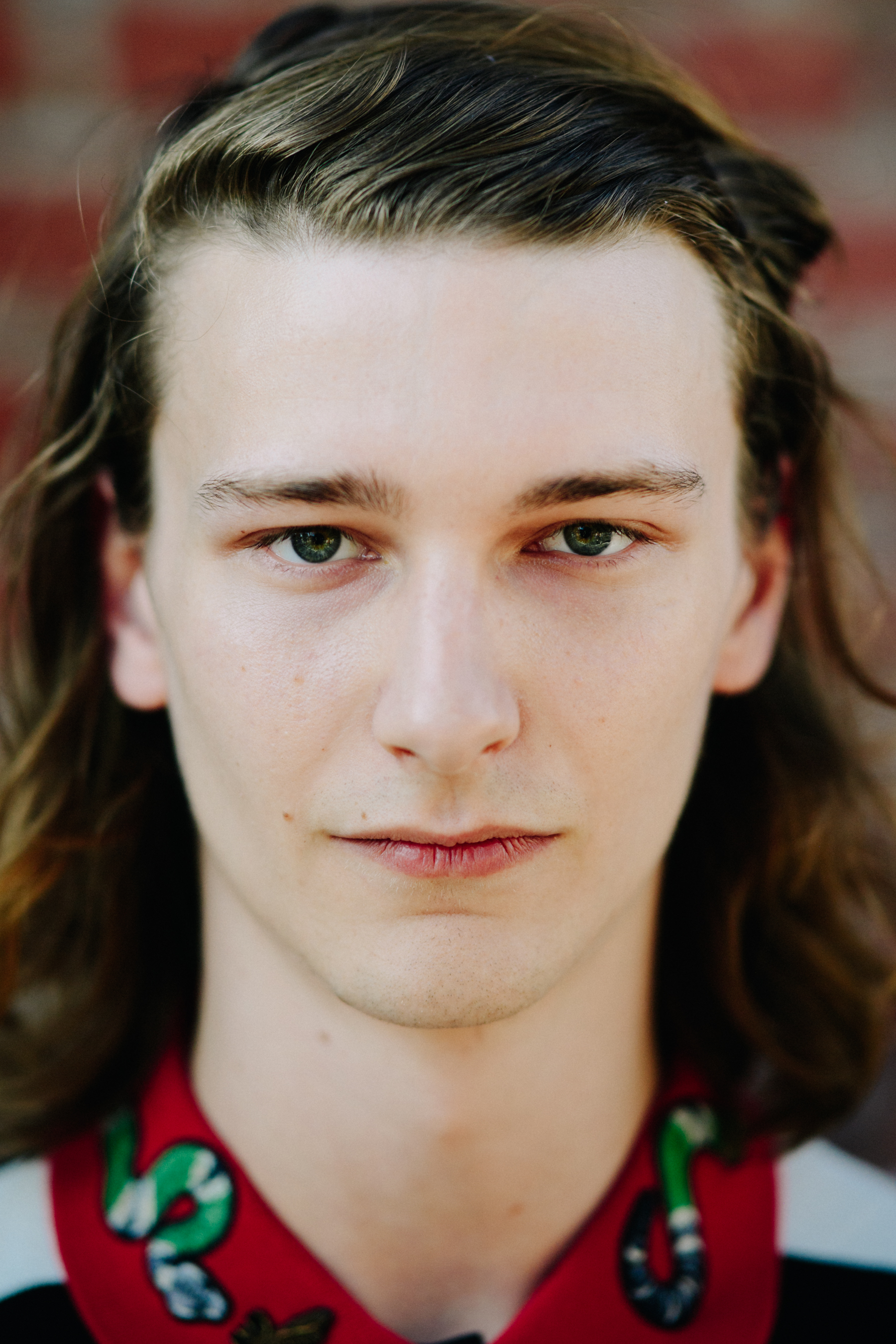 Portrait of male model with green eyes