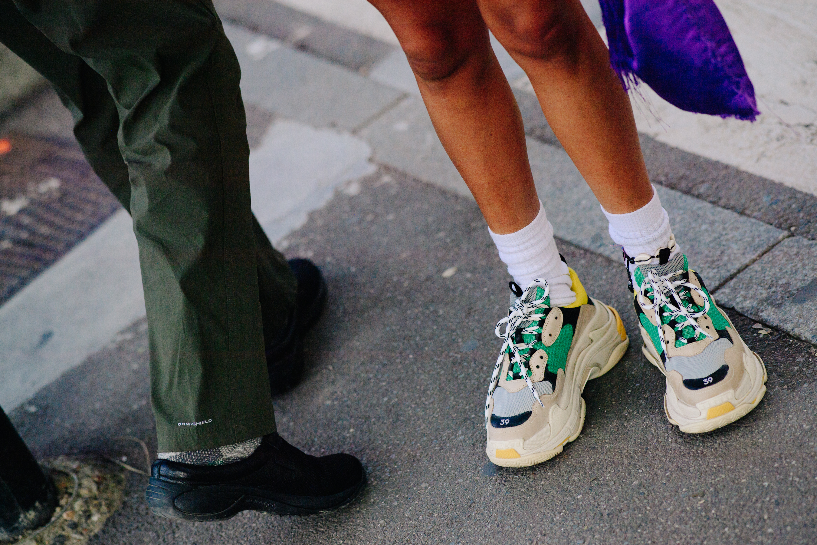 Closeup of women in chunky sneakers