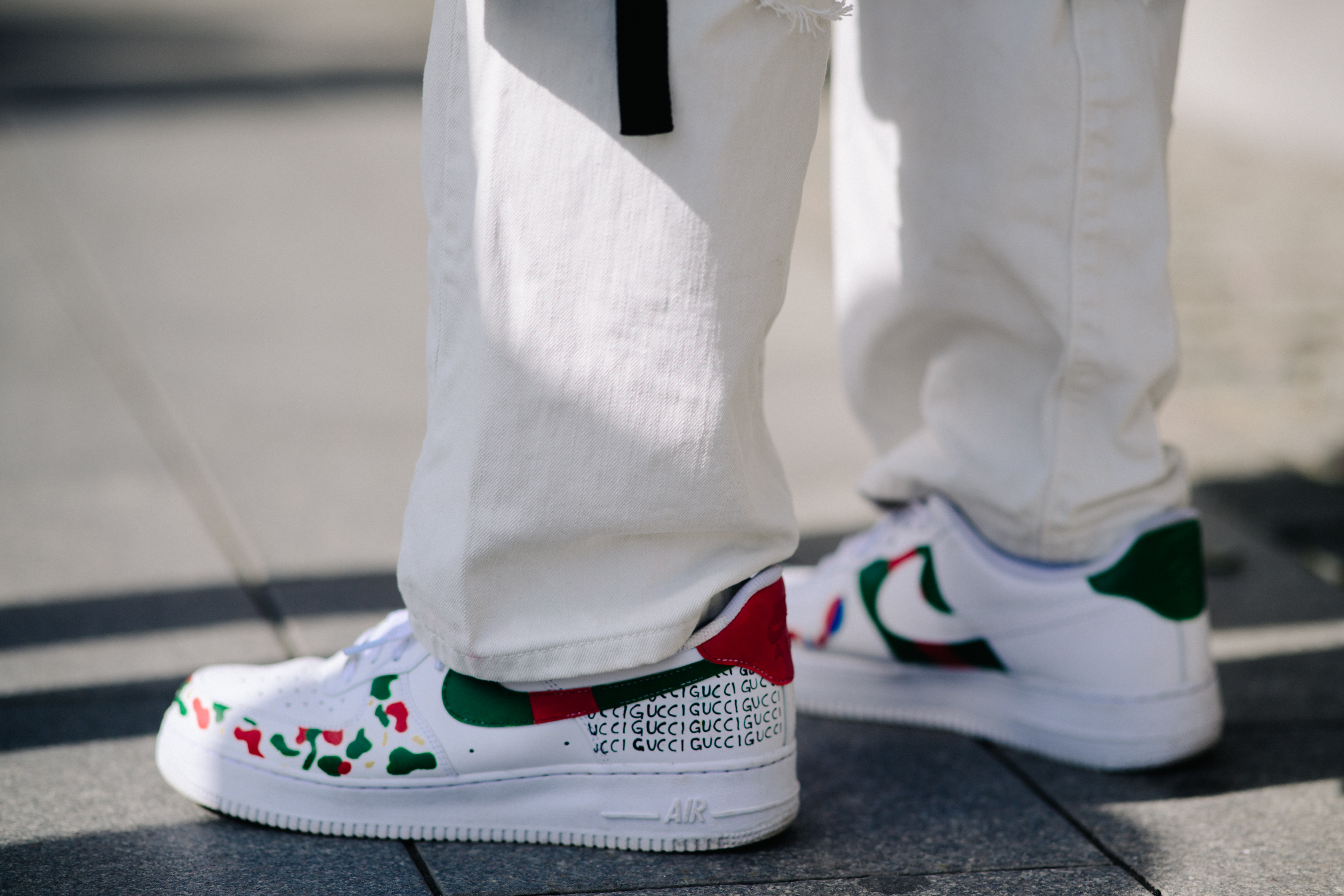 Man wearing custom Gucci Air Force One