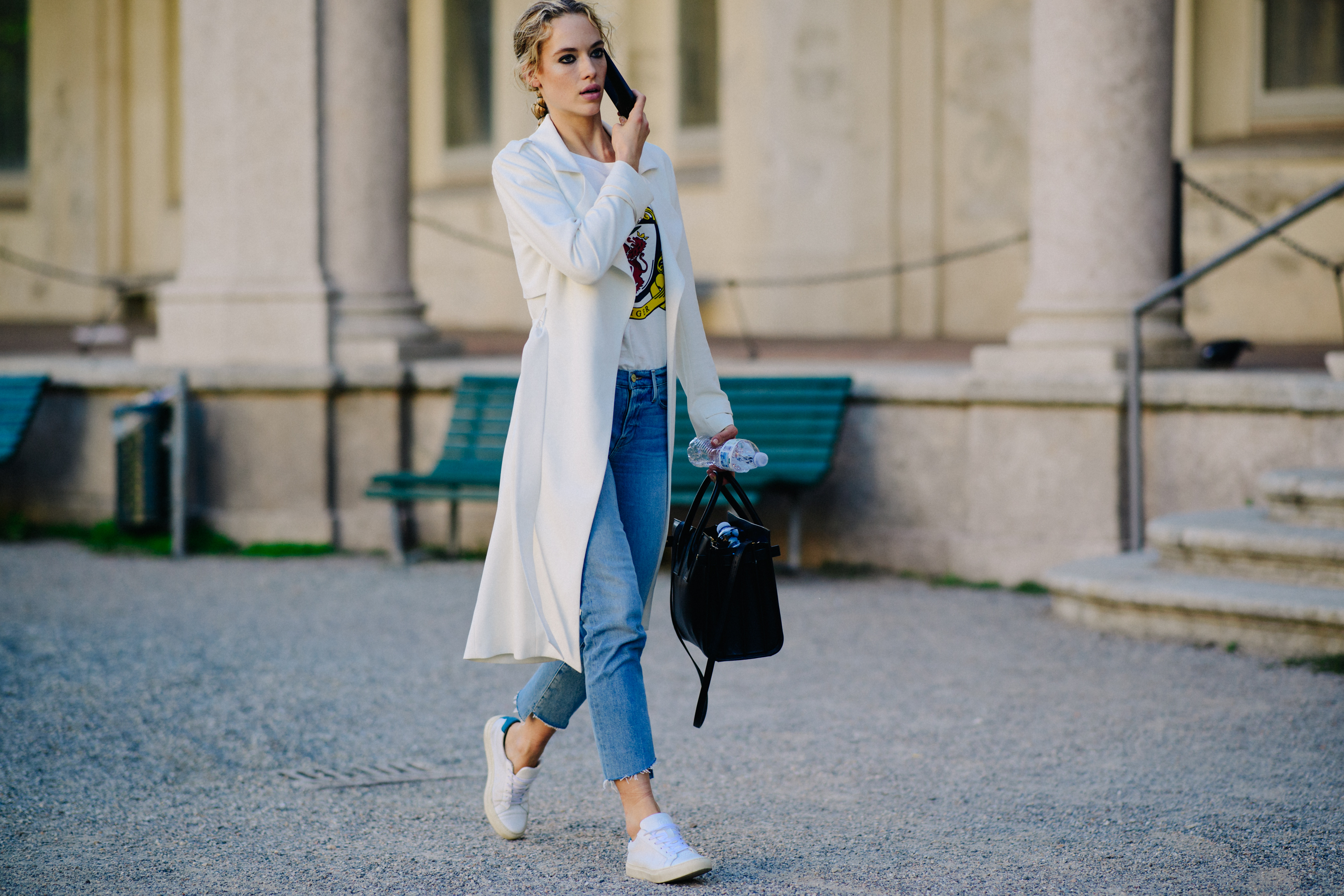 Model in white coat