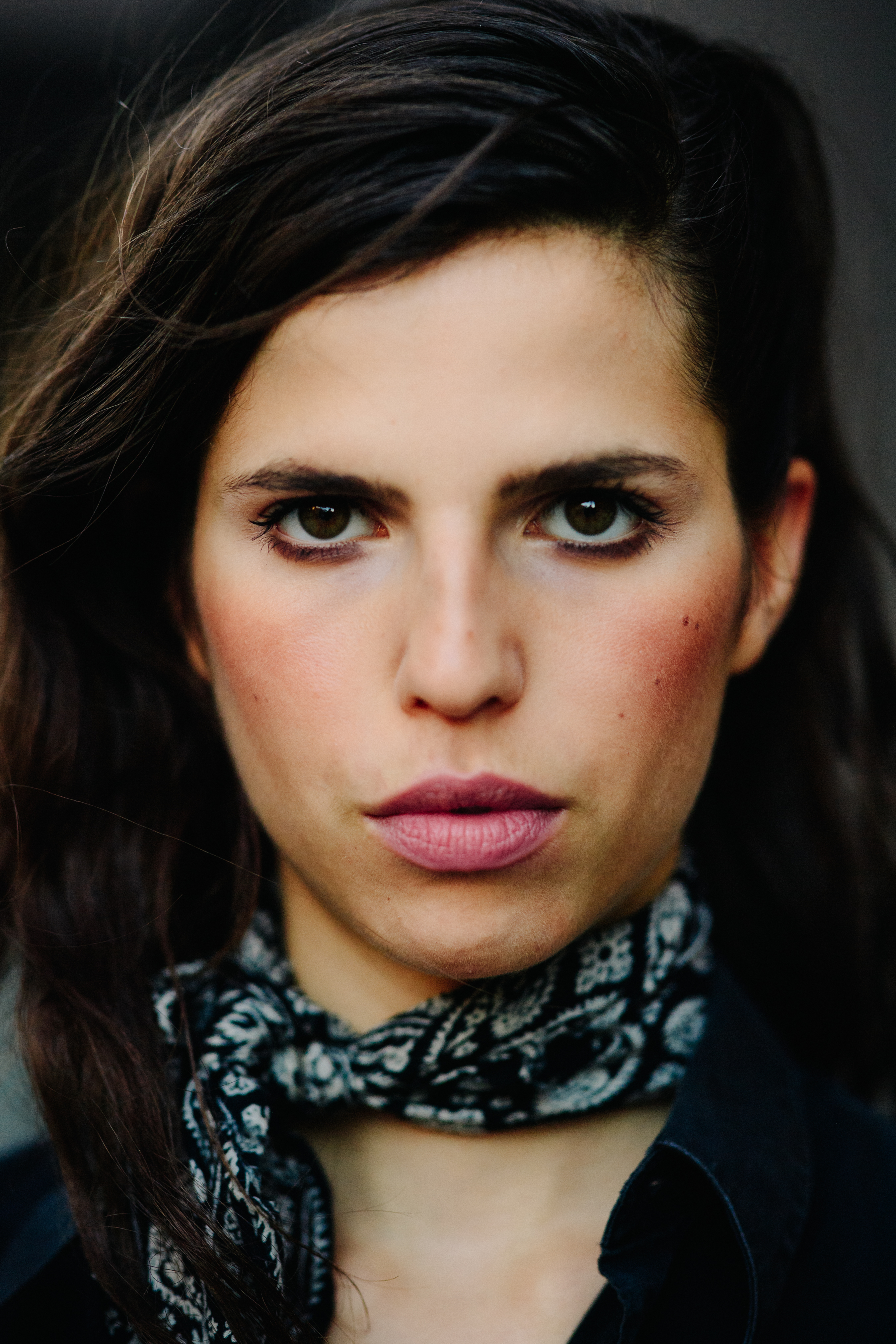 Portrait of a model wearing neck scarf