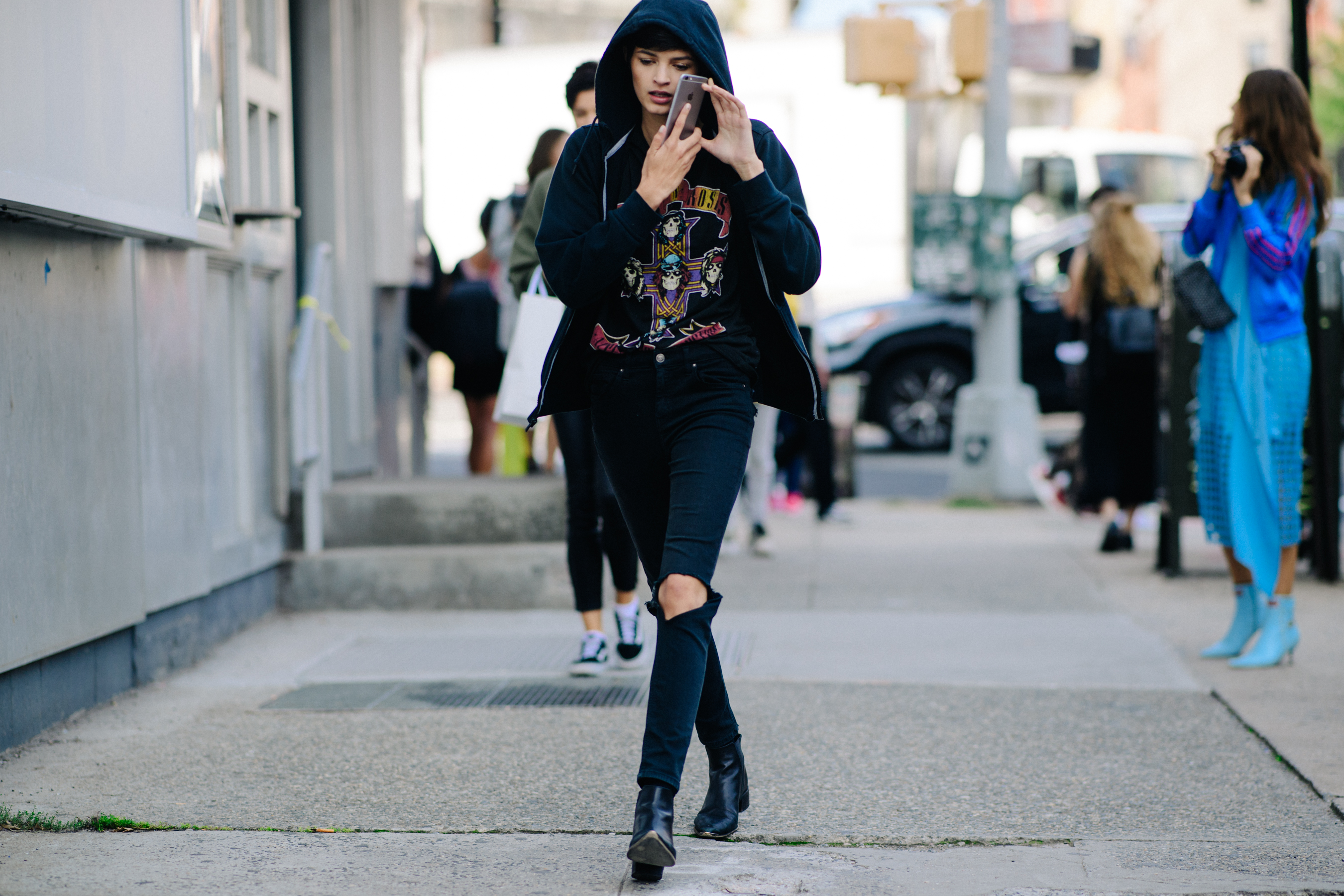 Model wearing black Nike hoodie