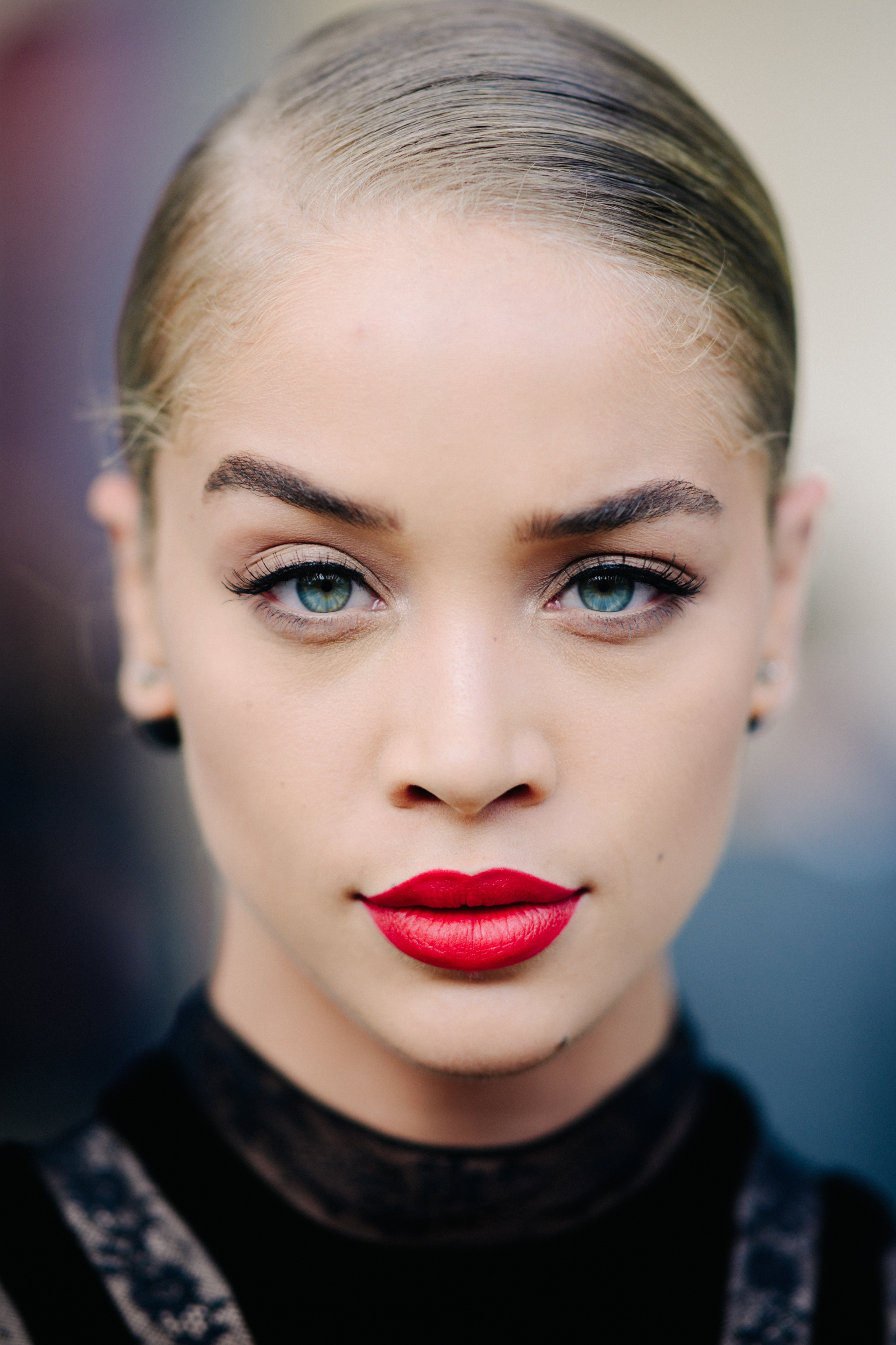 Portrait of a model with red lips