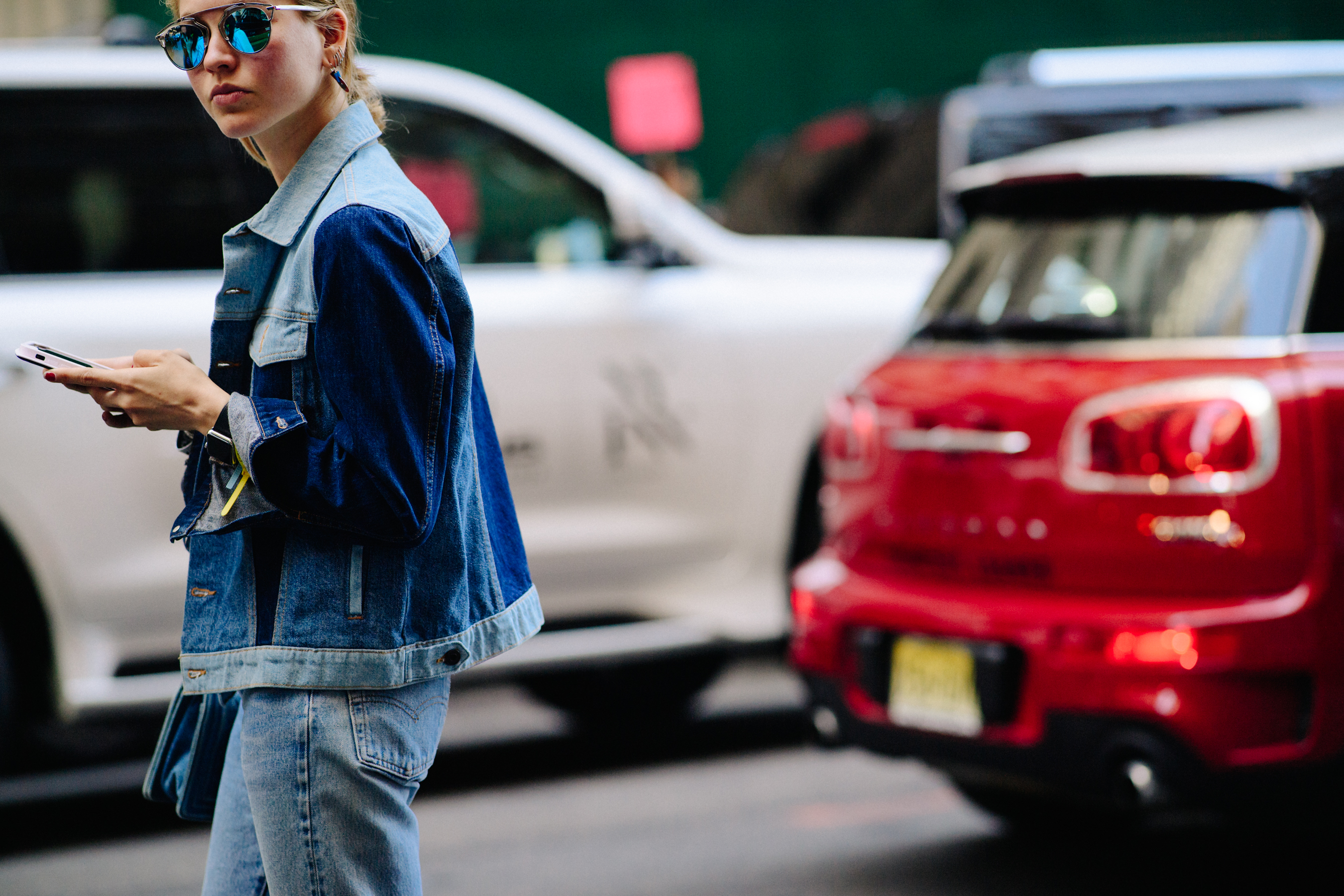Editor wearing denim total look