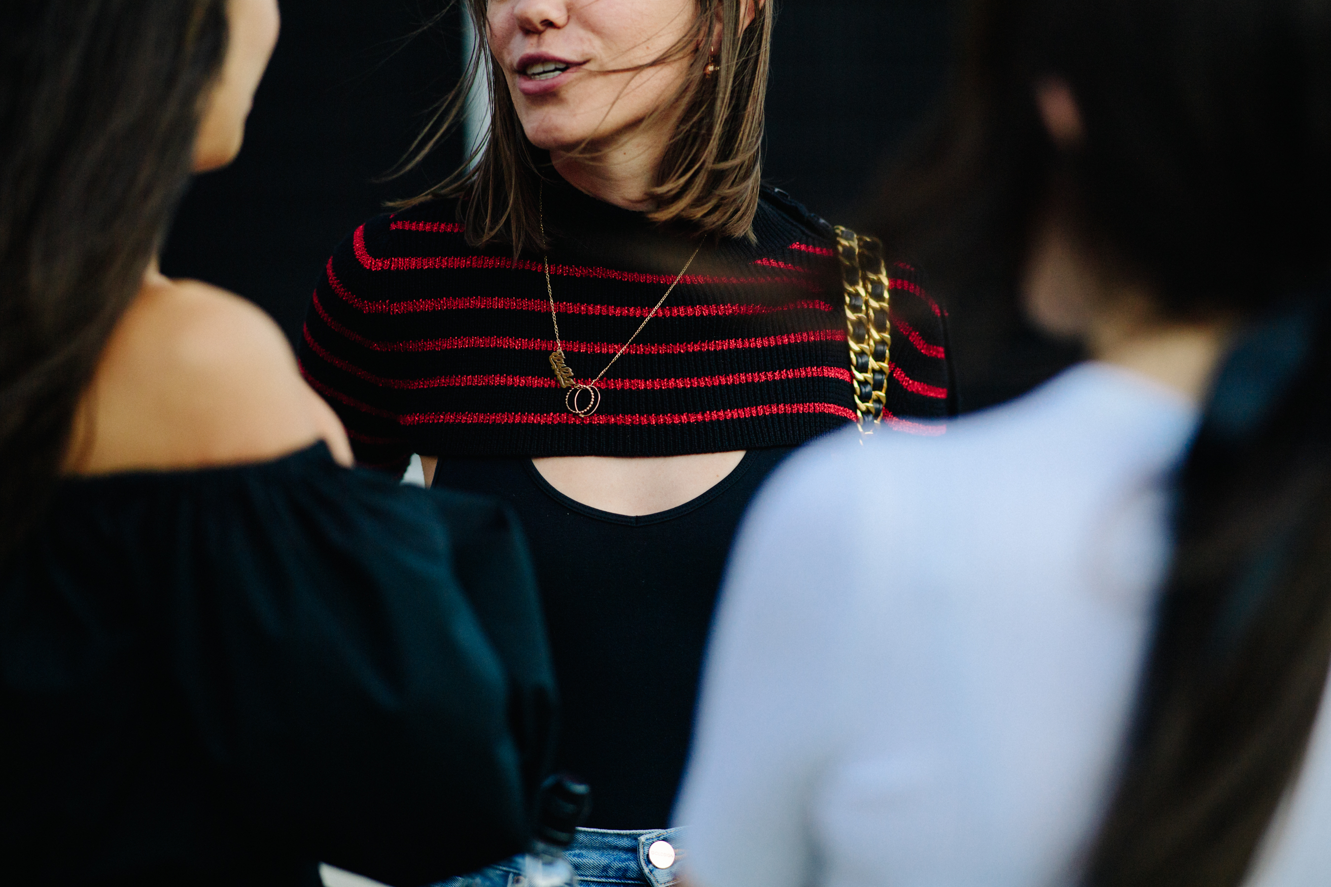 Woman wearing cropped sweater