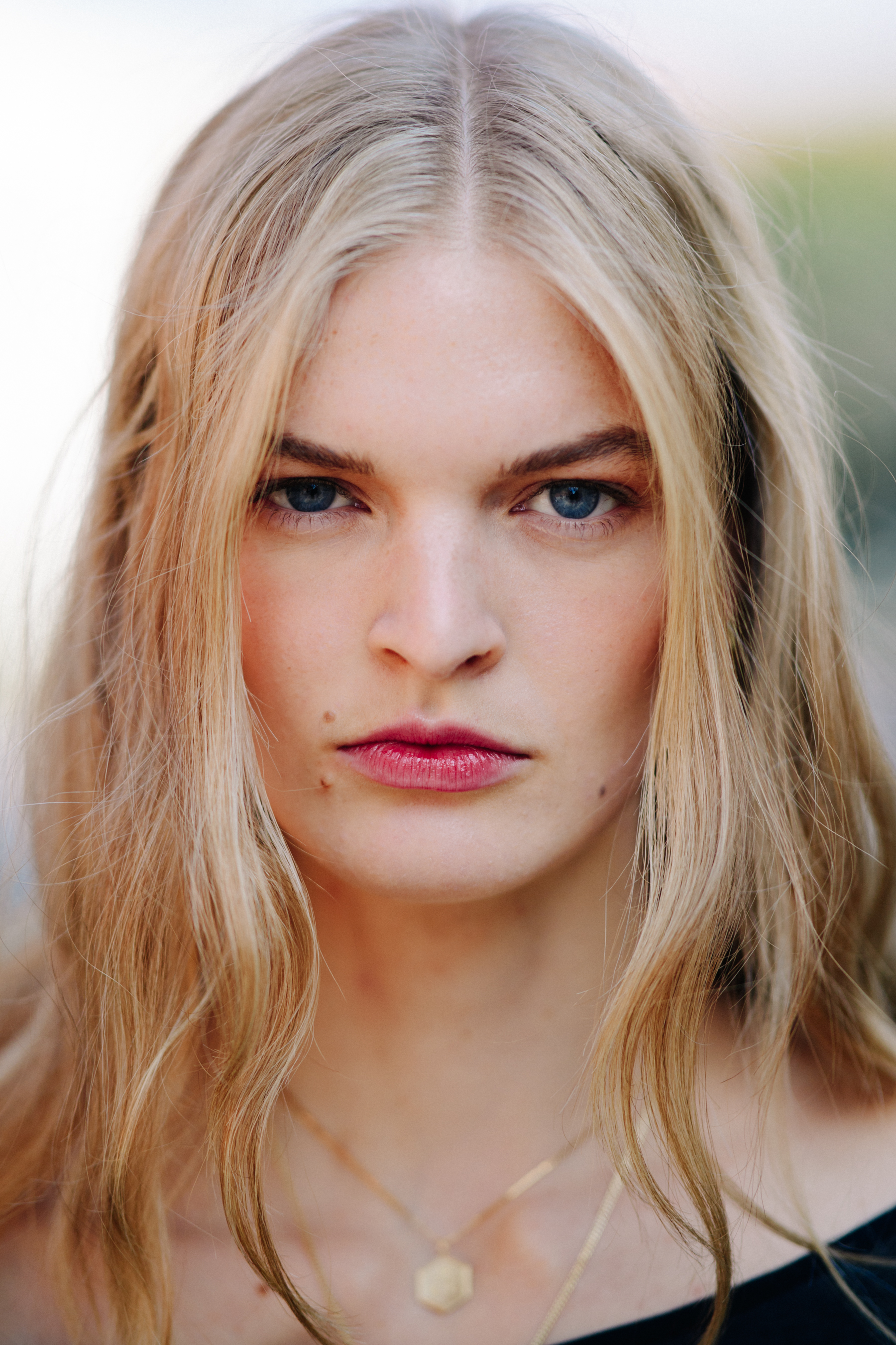 Portrait of a model with long blonde hair