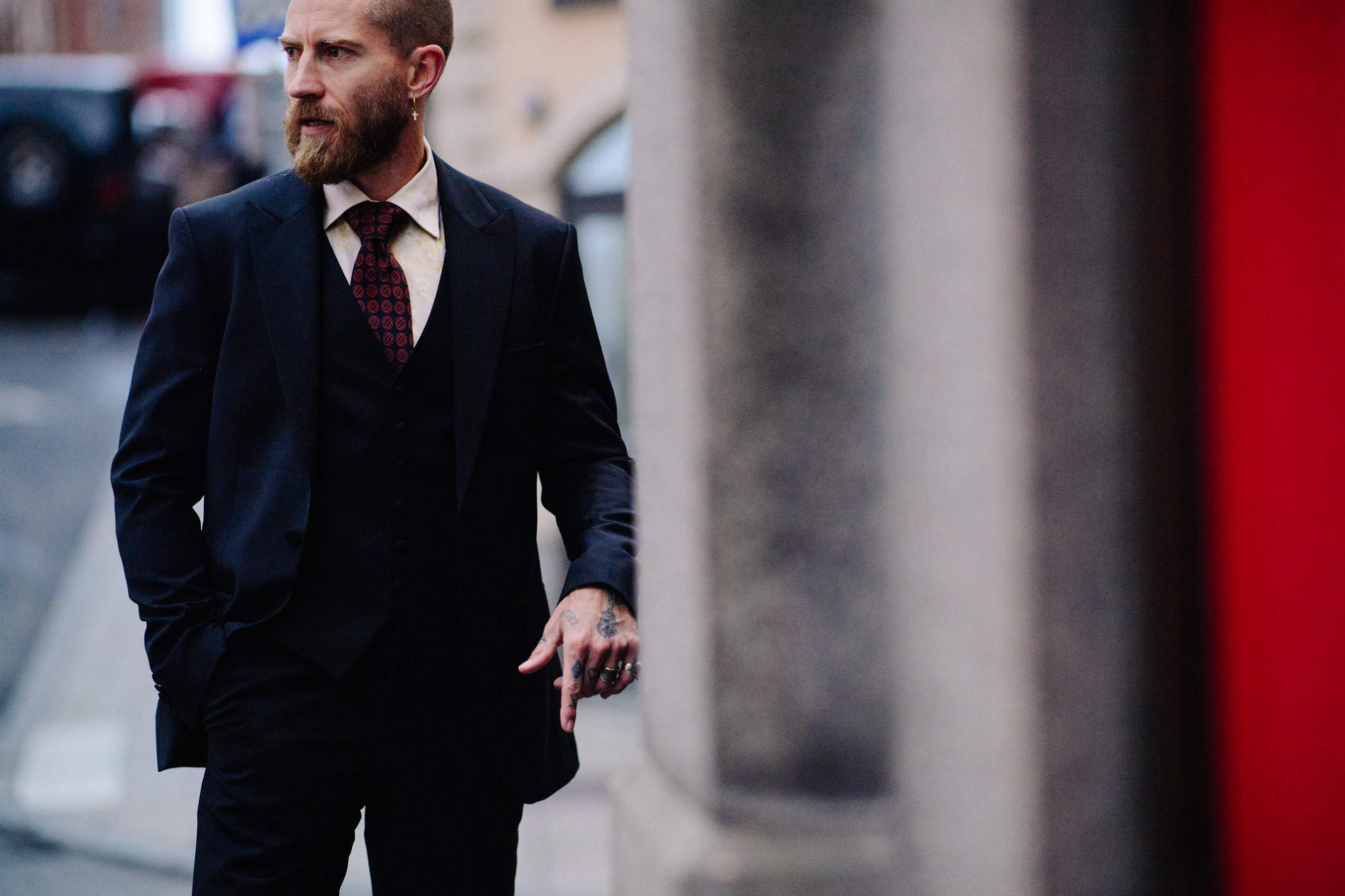 Style influencer wearing a suit