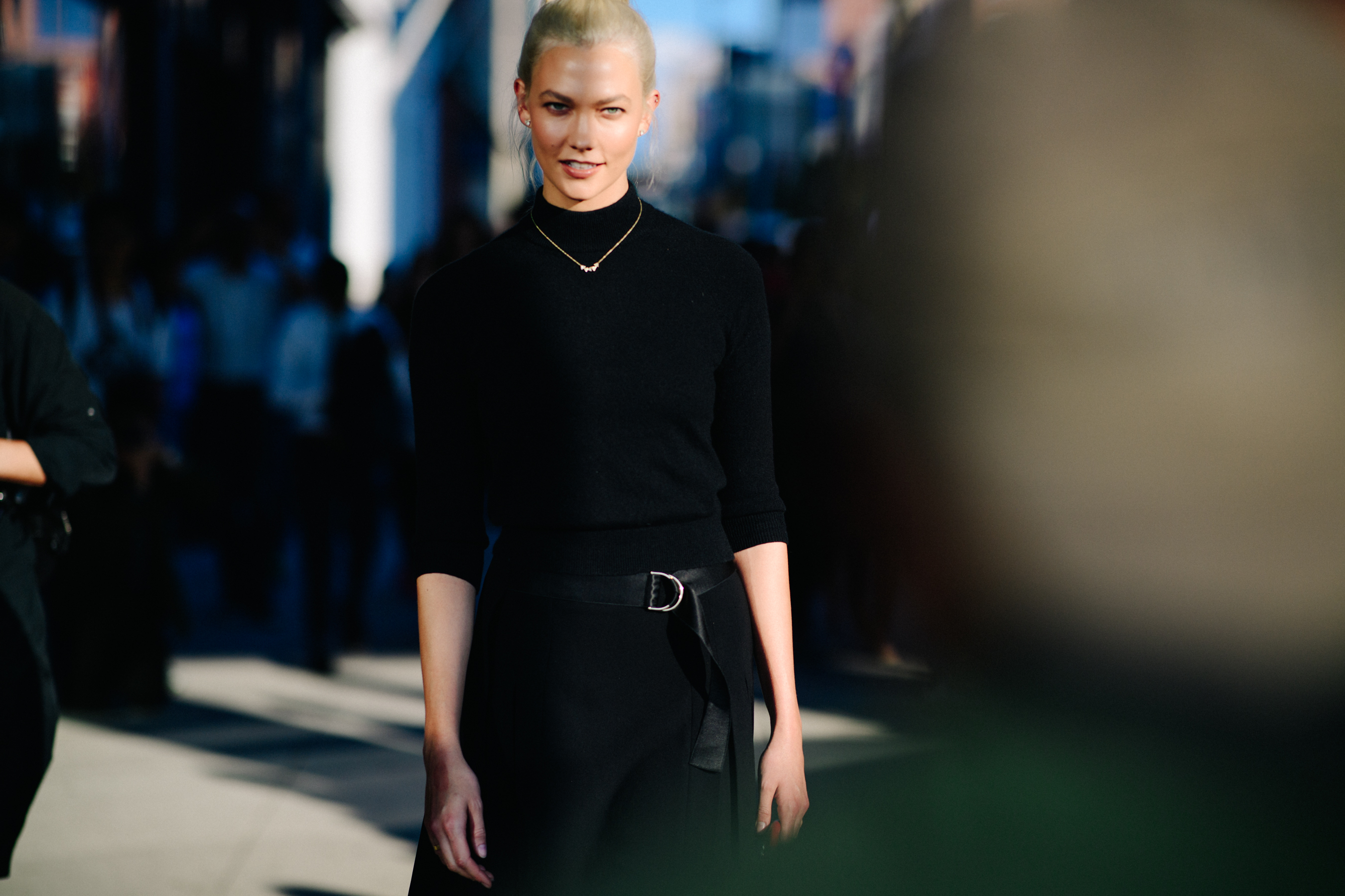 American supermodel wearing black outfit